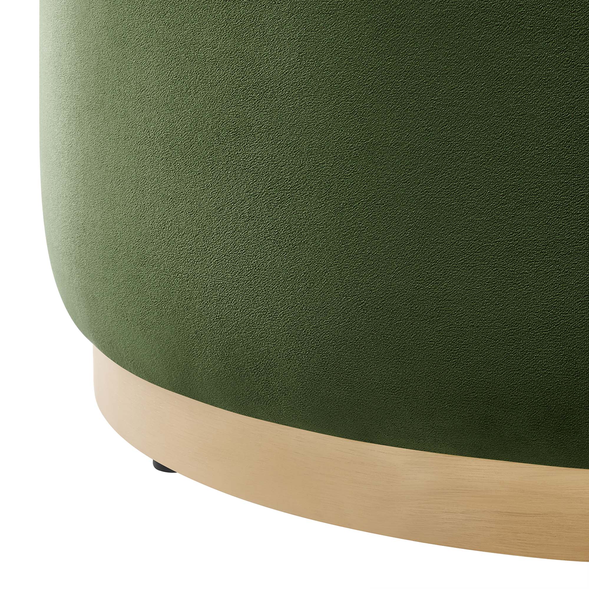 Tilden Large 29" Round Performance Velvet Upholstered Ottoman, Moss Green Natural