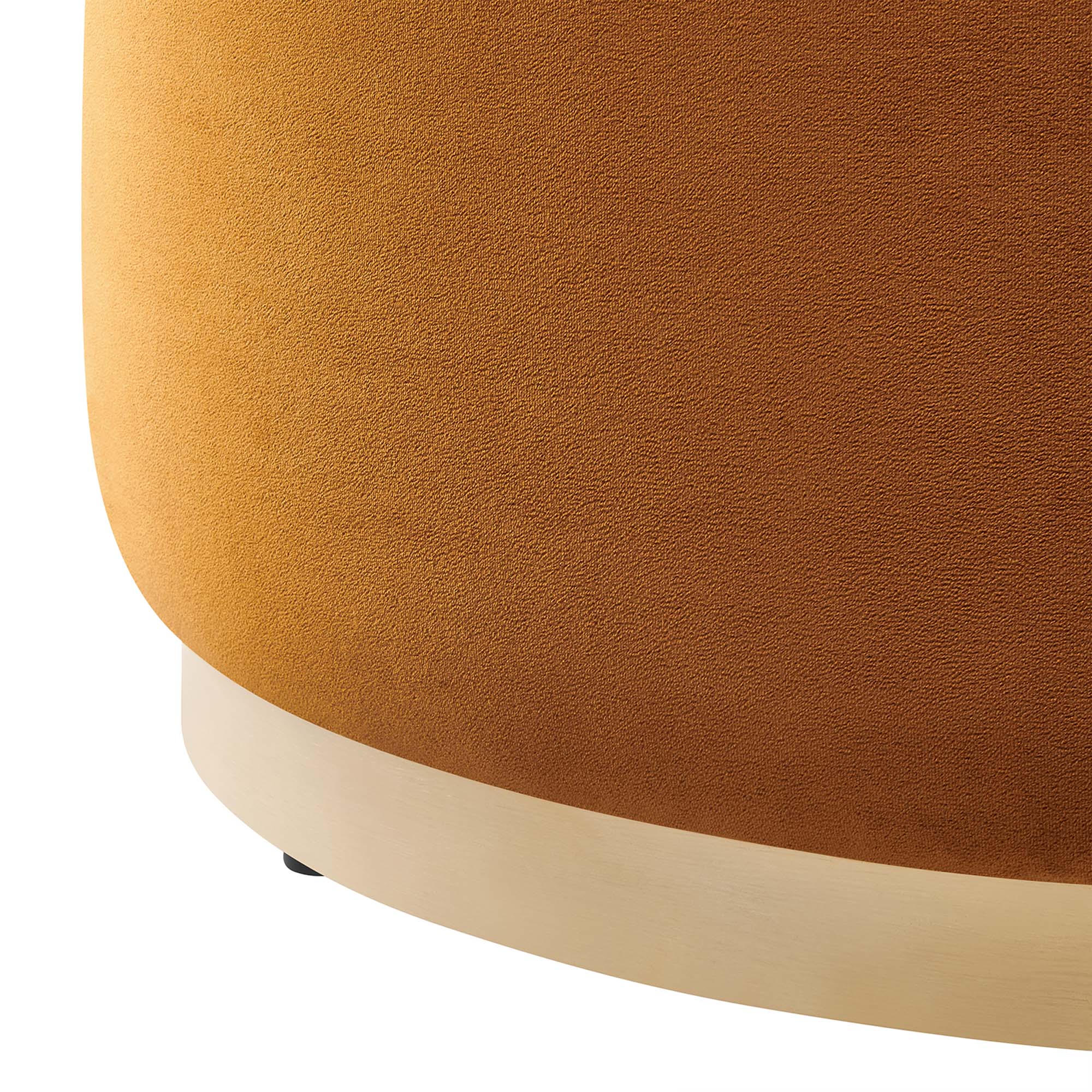 Tilden Large 29" Round Performance Velvet Upholstered Ottoman, Rust Natural