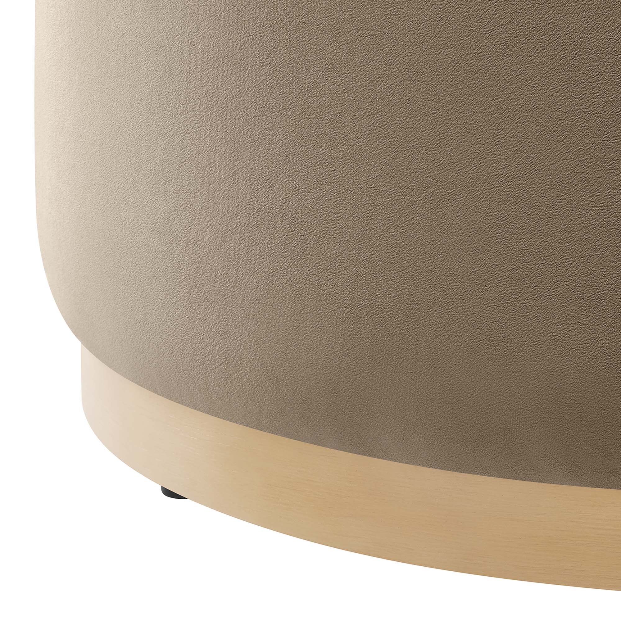 Tilden Large 29" Round Performance Velvet Upholstered Ottoman, Taupe Natural