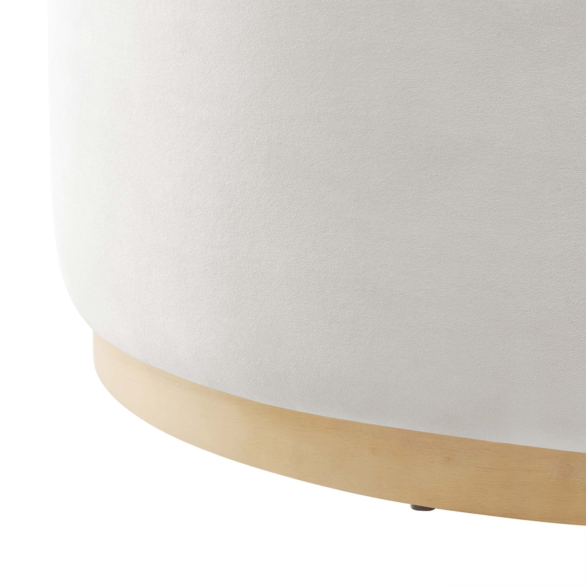 Tilden Large 38" Round Performance Velvet Upholstered Ottoman, Alabaster Natural