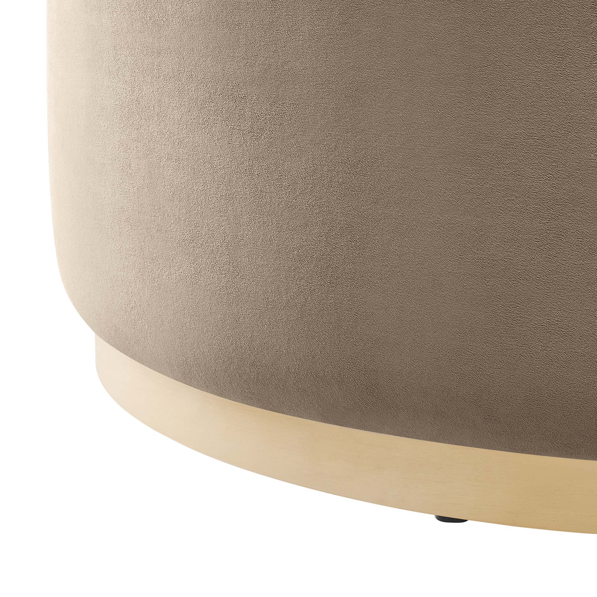 Tilden Large 38" Round Performance Velvet Upholstered Ottoman, Taupe Natural