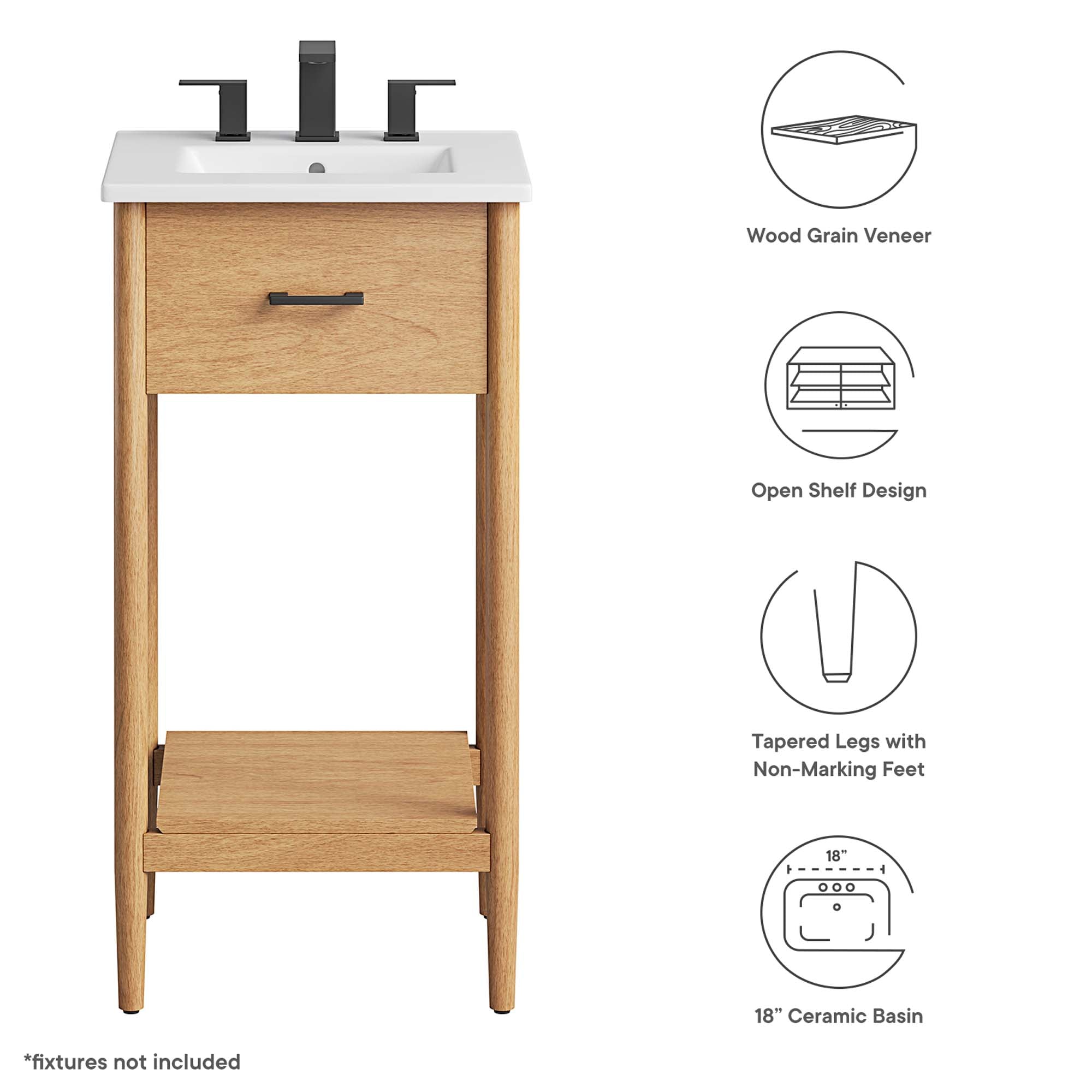 Zaire 18" Bathroom Vanity, Natural White
