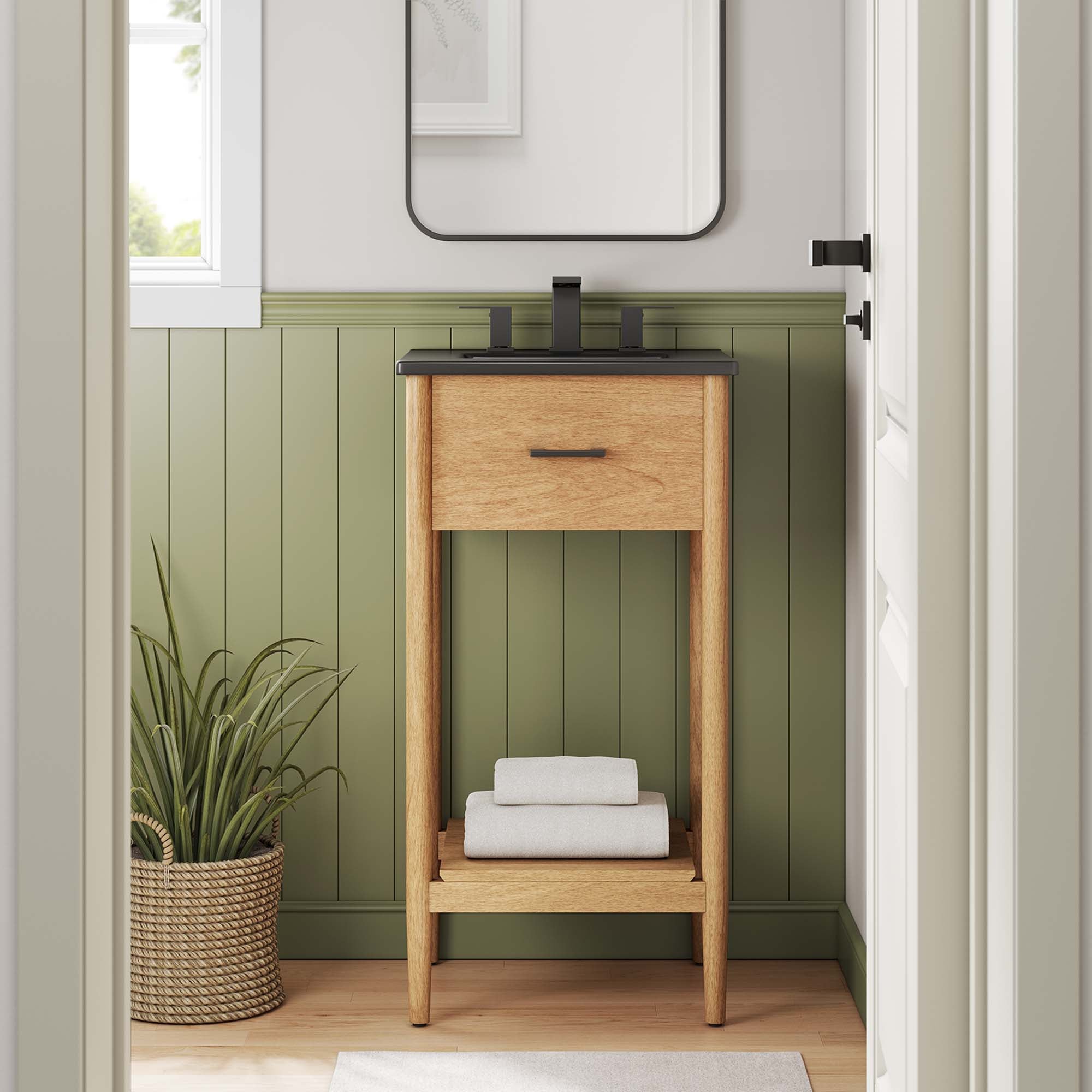 Zaire 18" Bathroom Vanity, Natural Black