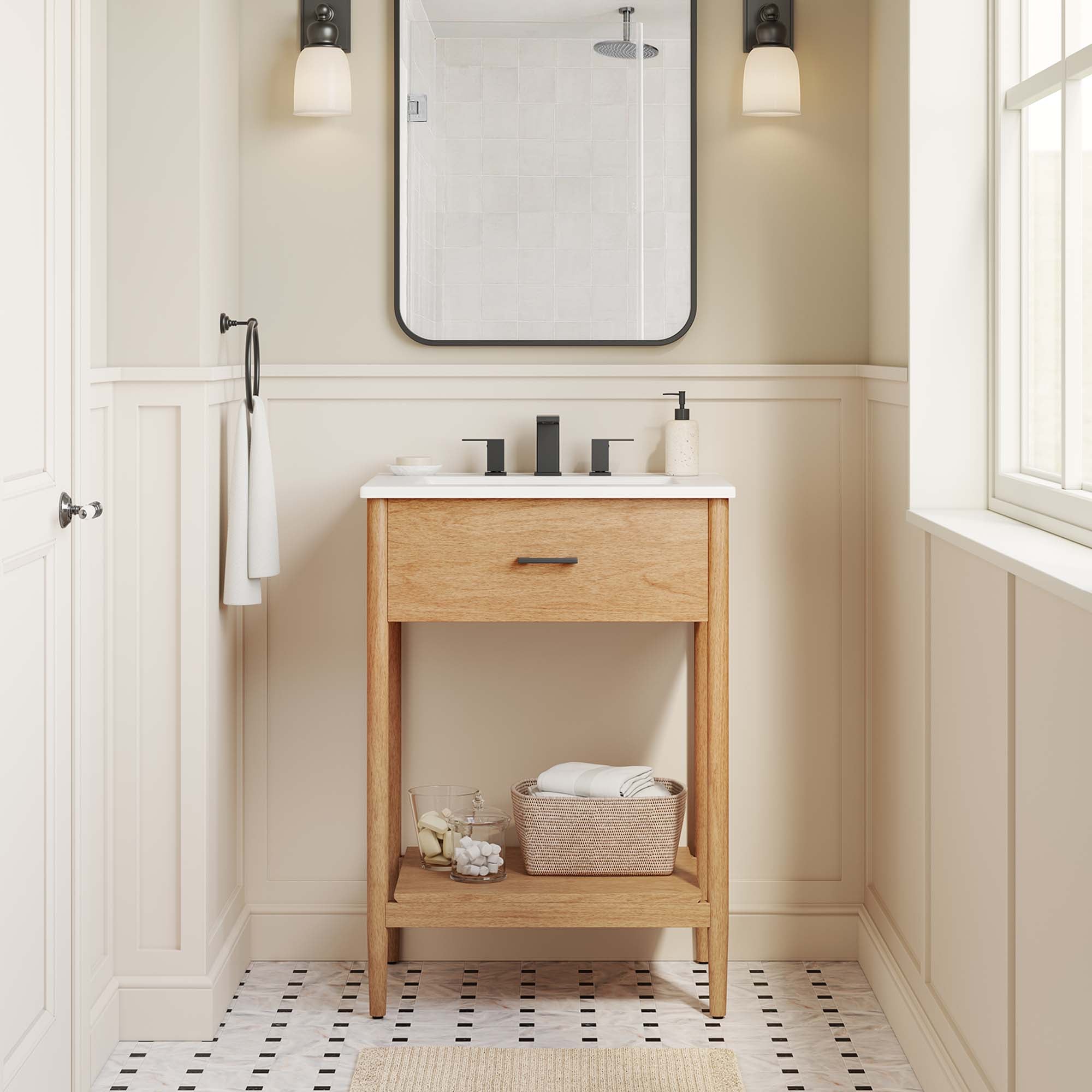 Zaire 24" Bathroom Vanity, Natural White