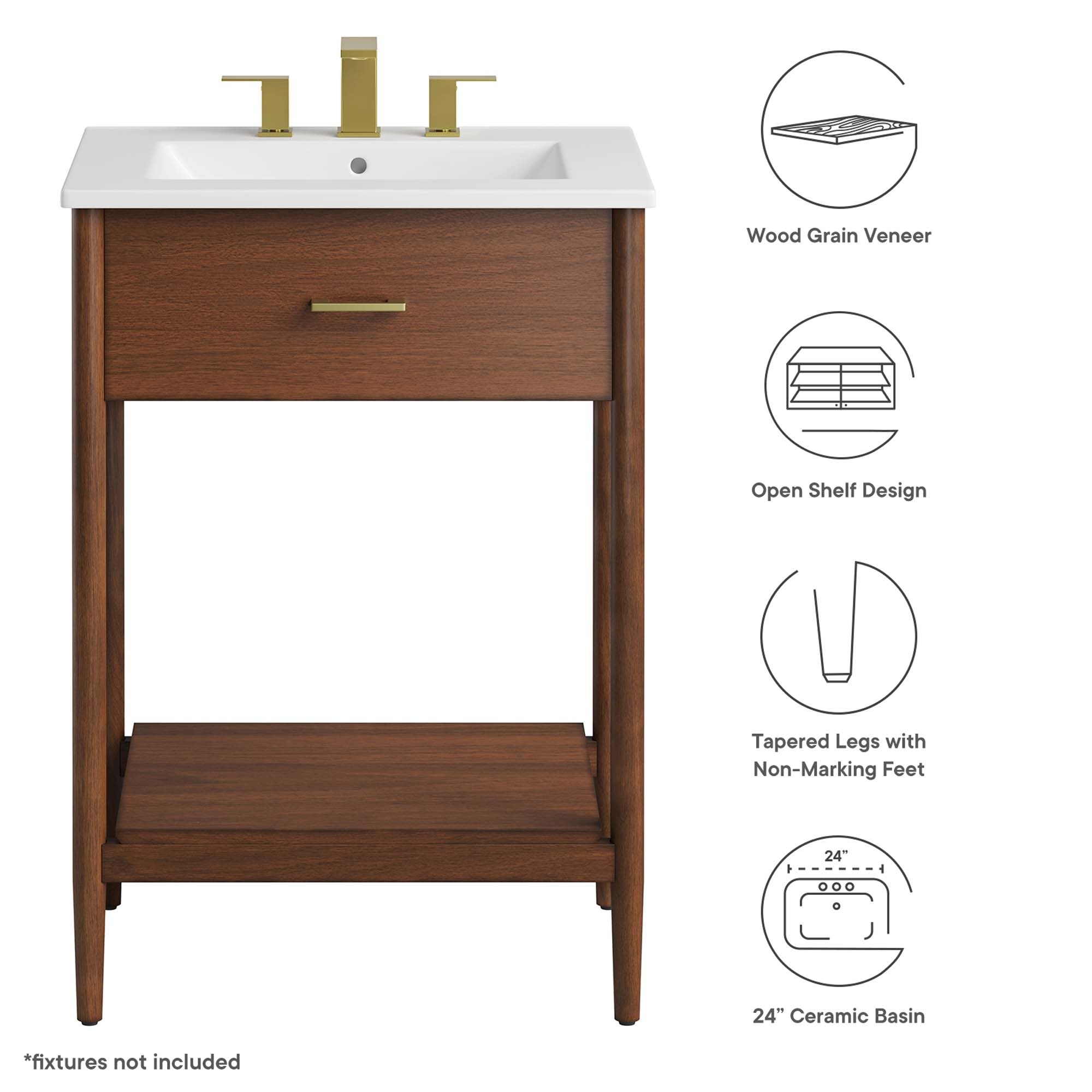 Zaire 24" Bathroom Vanity, Walnut White