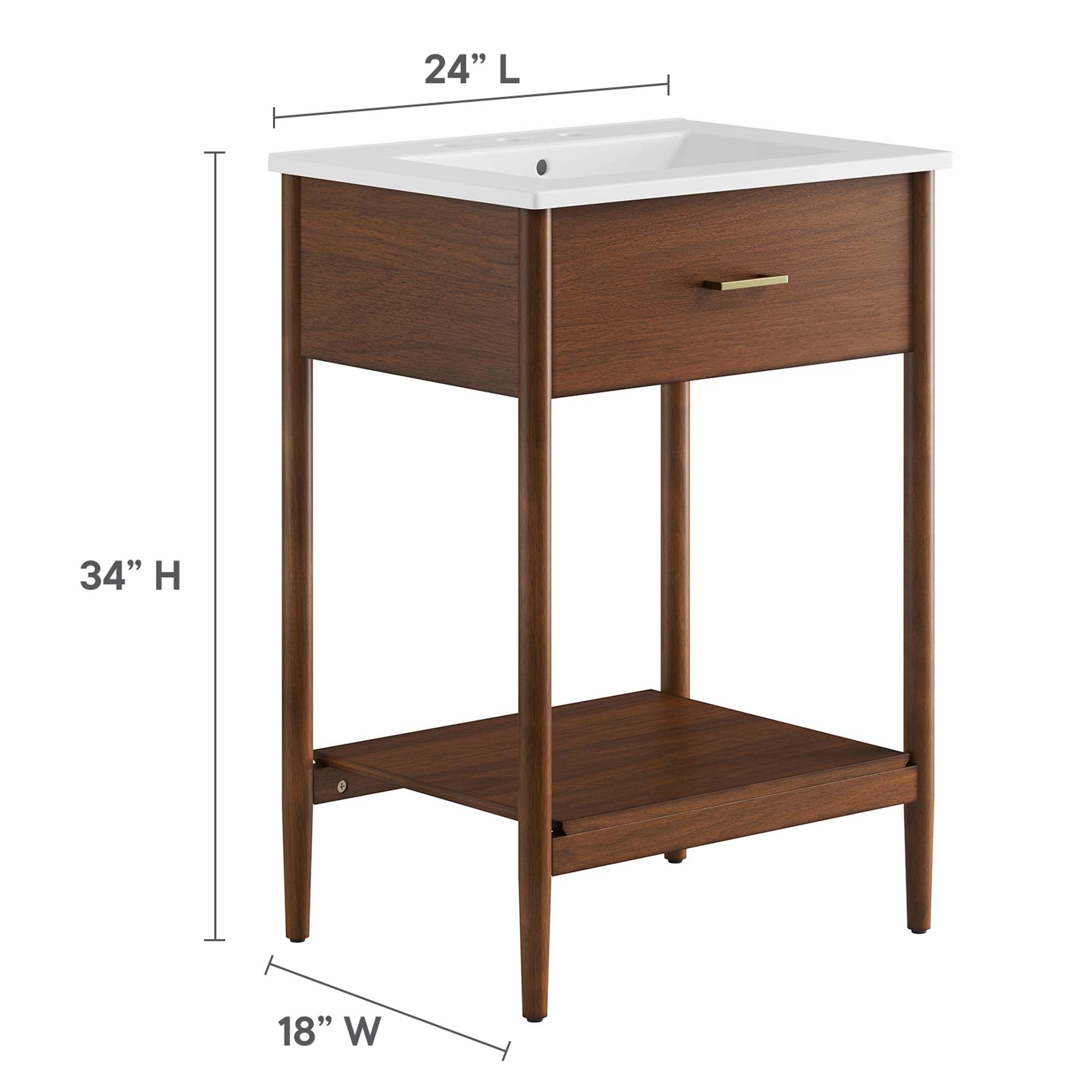Zaire 24" Bathroom Vanity, Walnut White