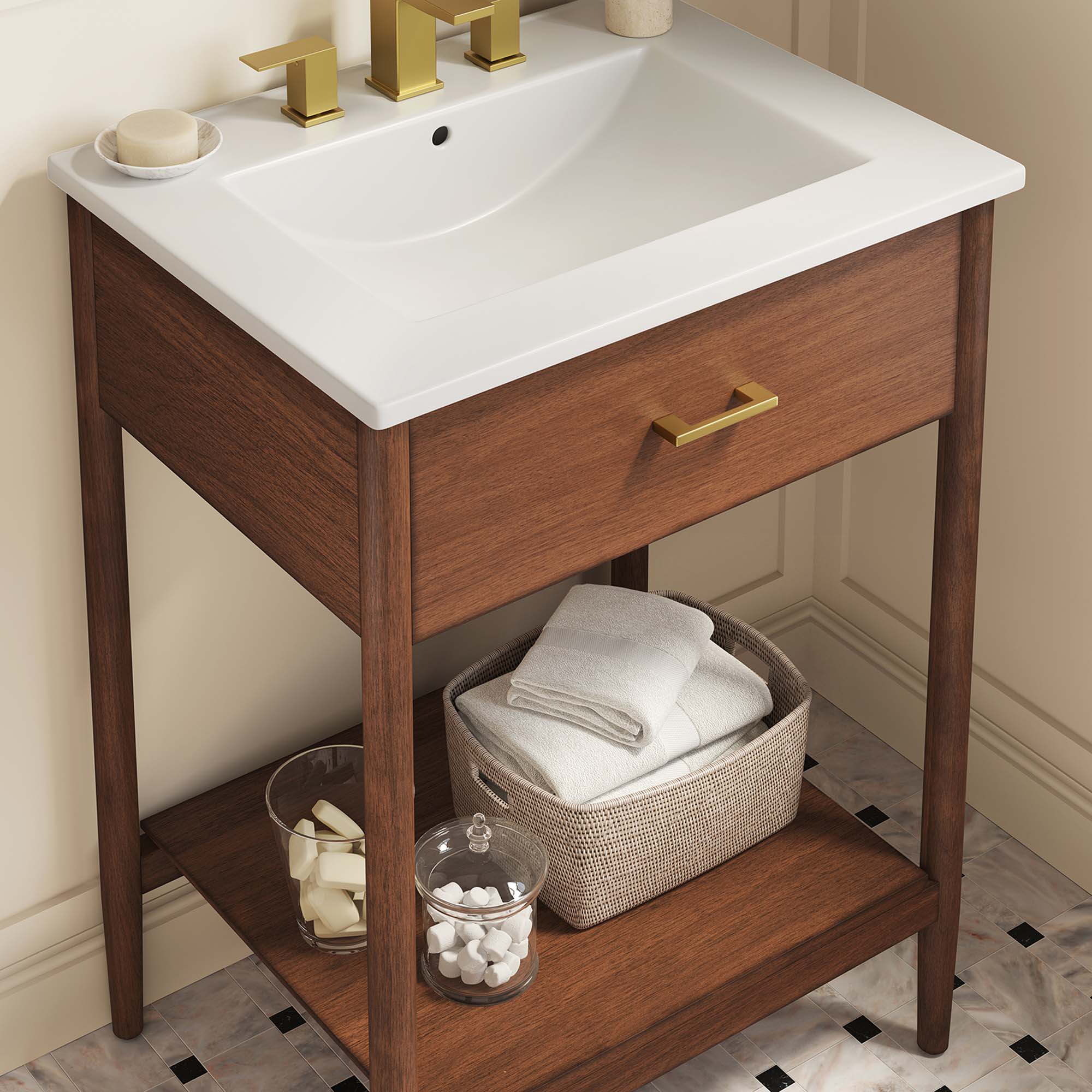 Zaire 24" Bathroom Vanity, Walnut White