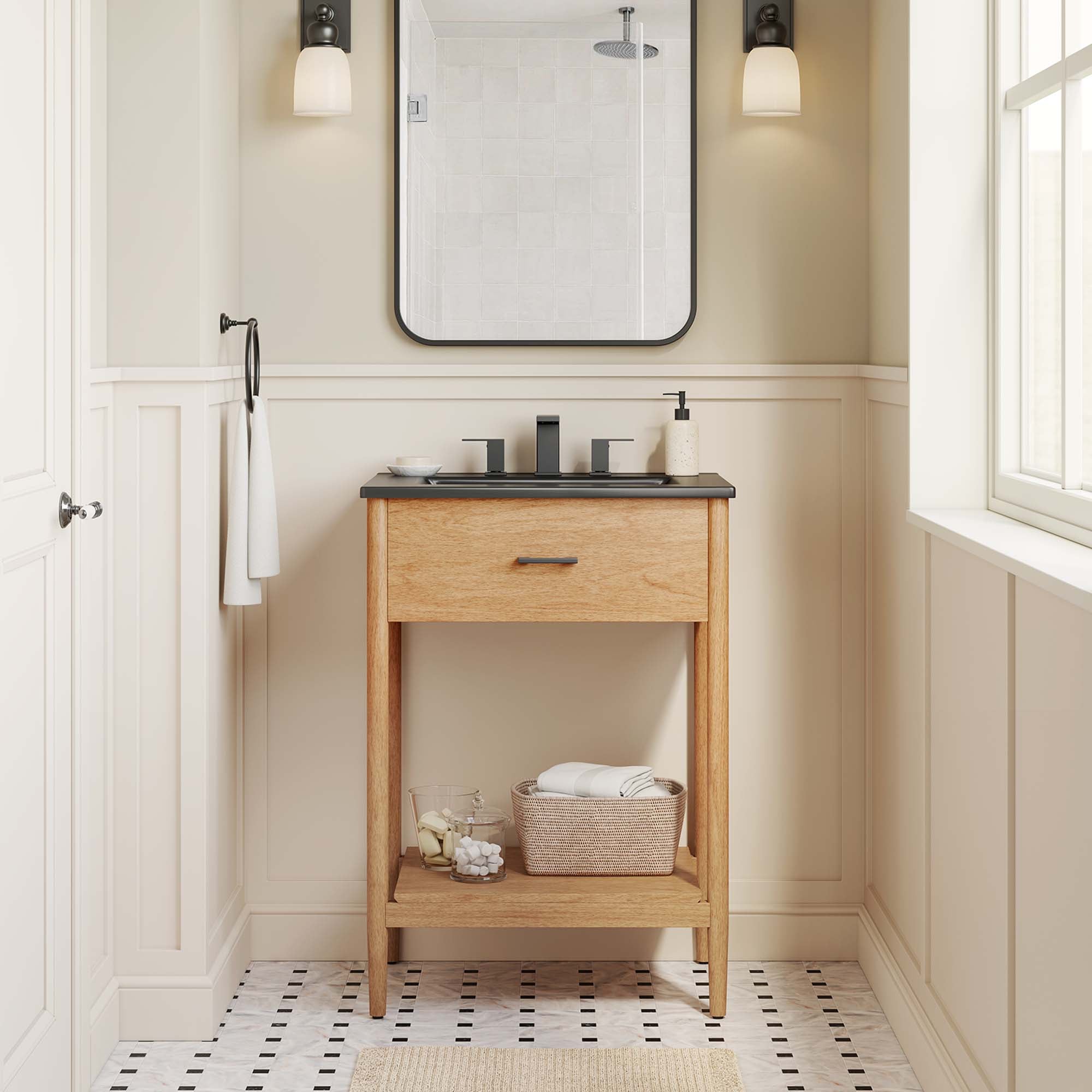 Zaire 24" Bathroom Vanity, Natural Black