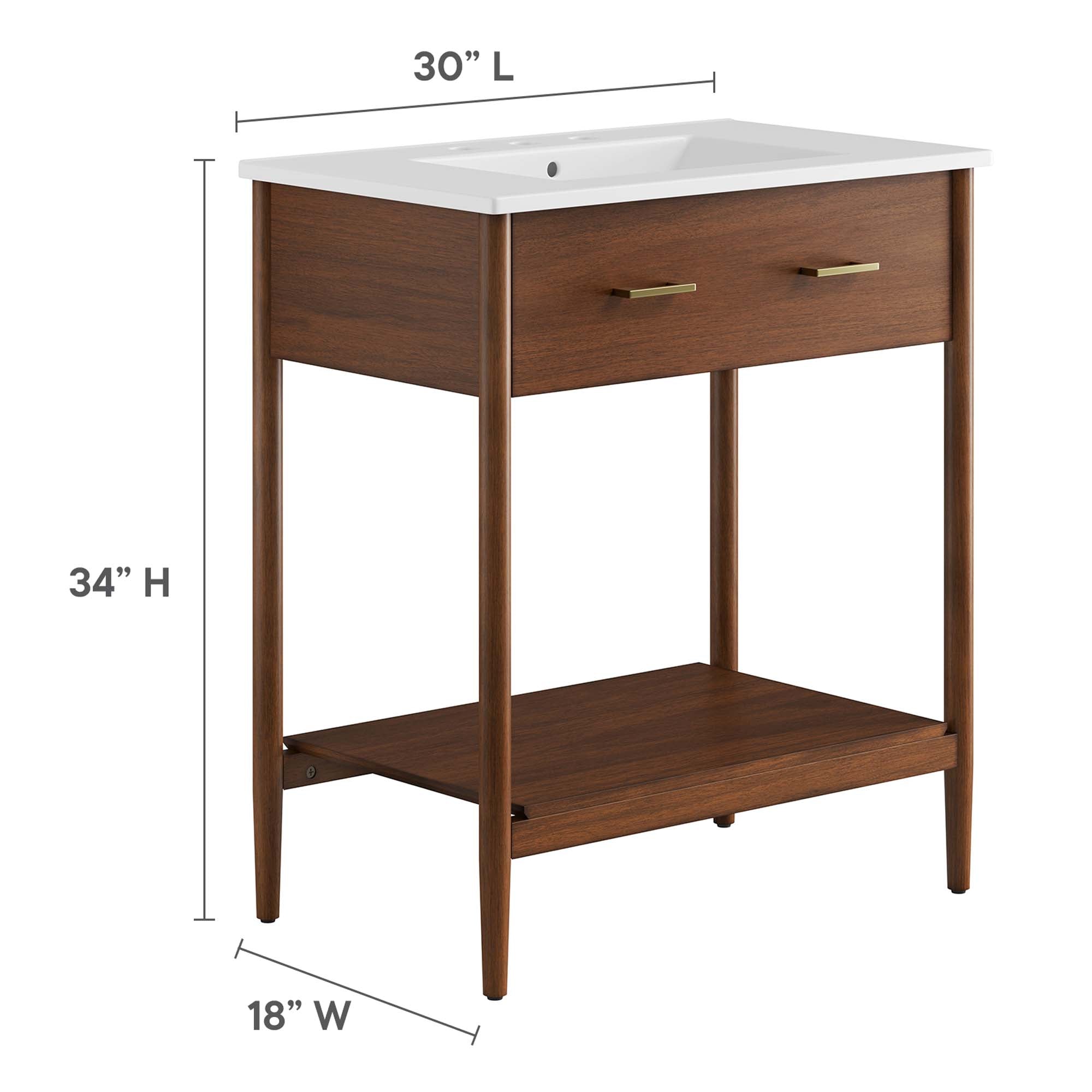 Zaire 30" Bathroom Vanity, Walnut White