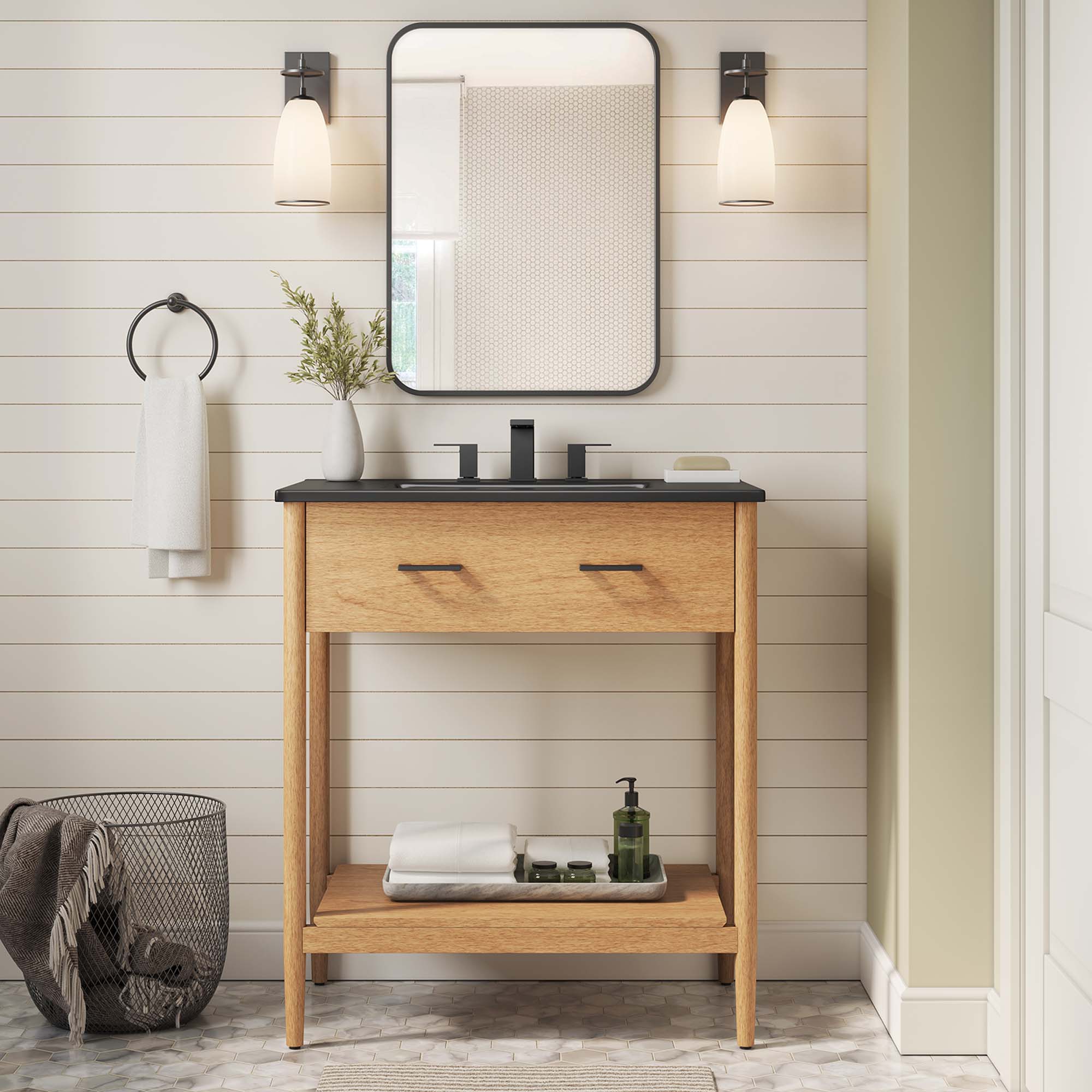 Zaire 30" Bathroom Vanity, Natural Black