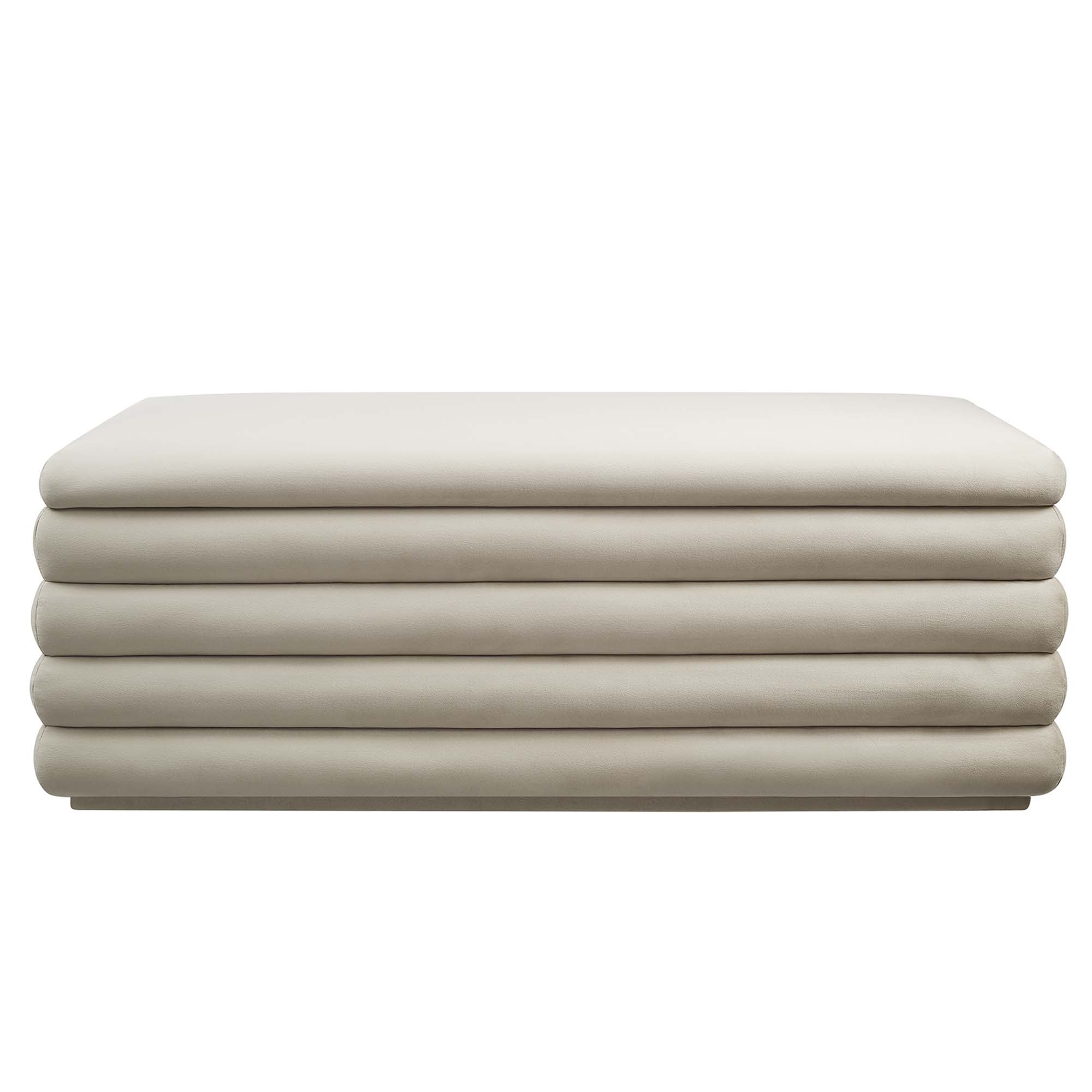 Mezzo Upholstered Performance Velvet Storage Bench, Almond