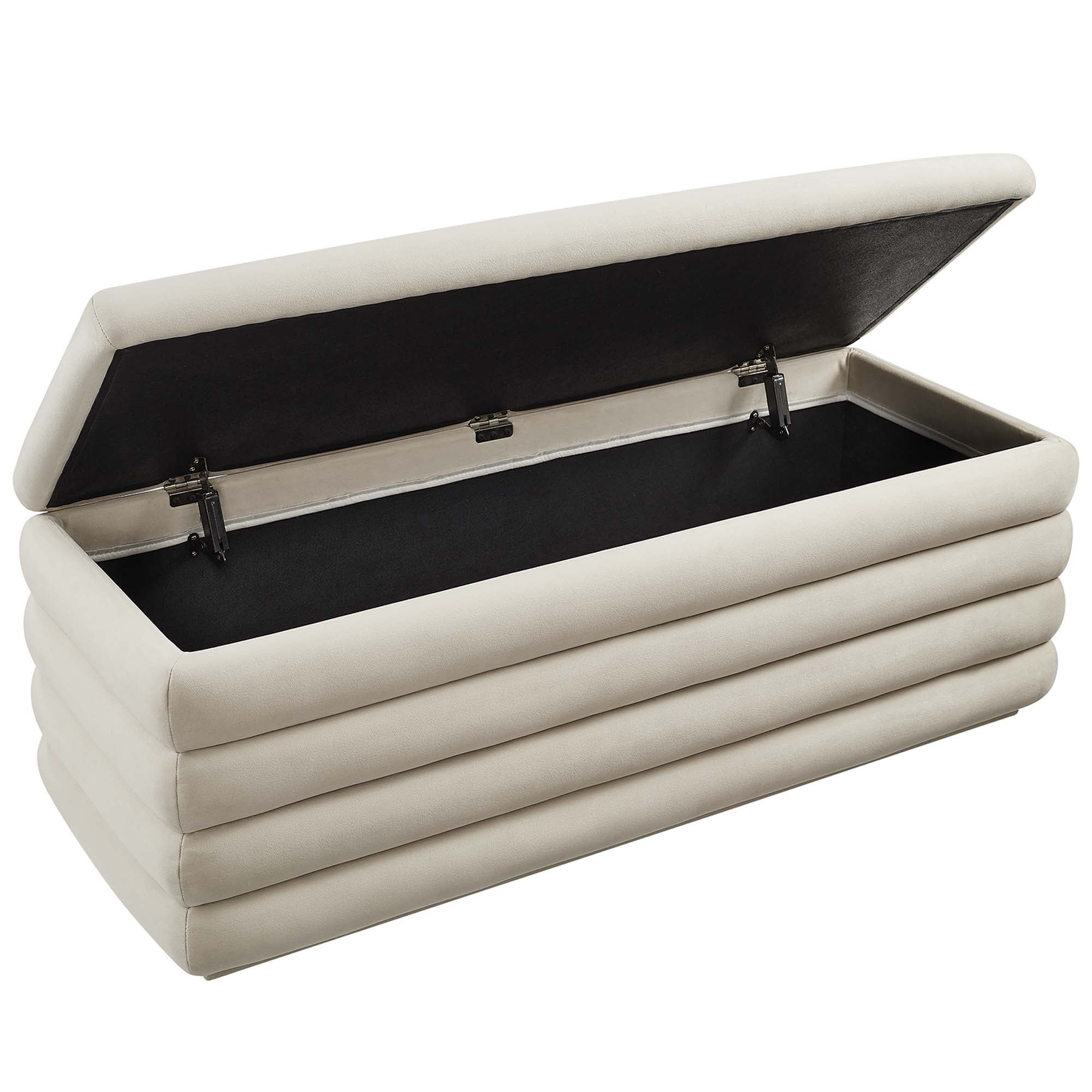 Mezzo Upholstered Performance Velvet Storage Bench, Almond