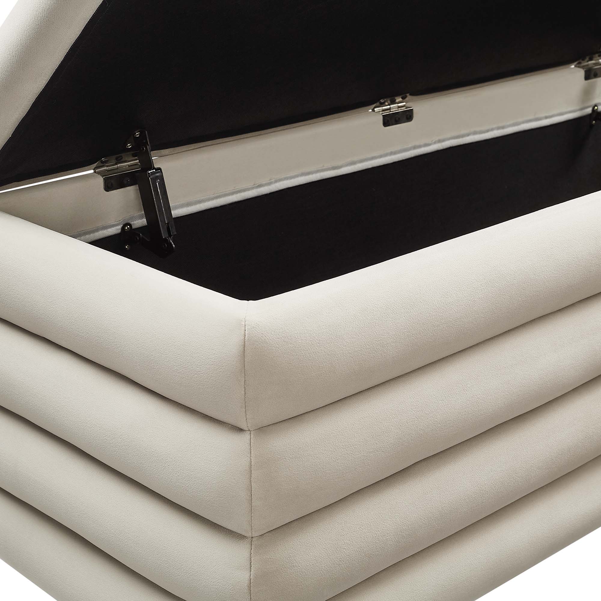 Mezzo Upholstered Performance Velvet Storage Bench, Almond