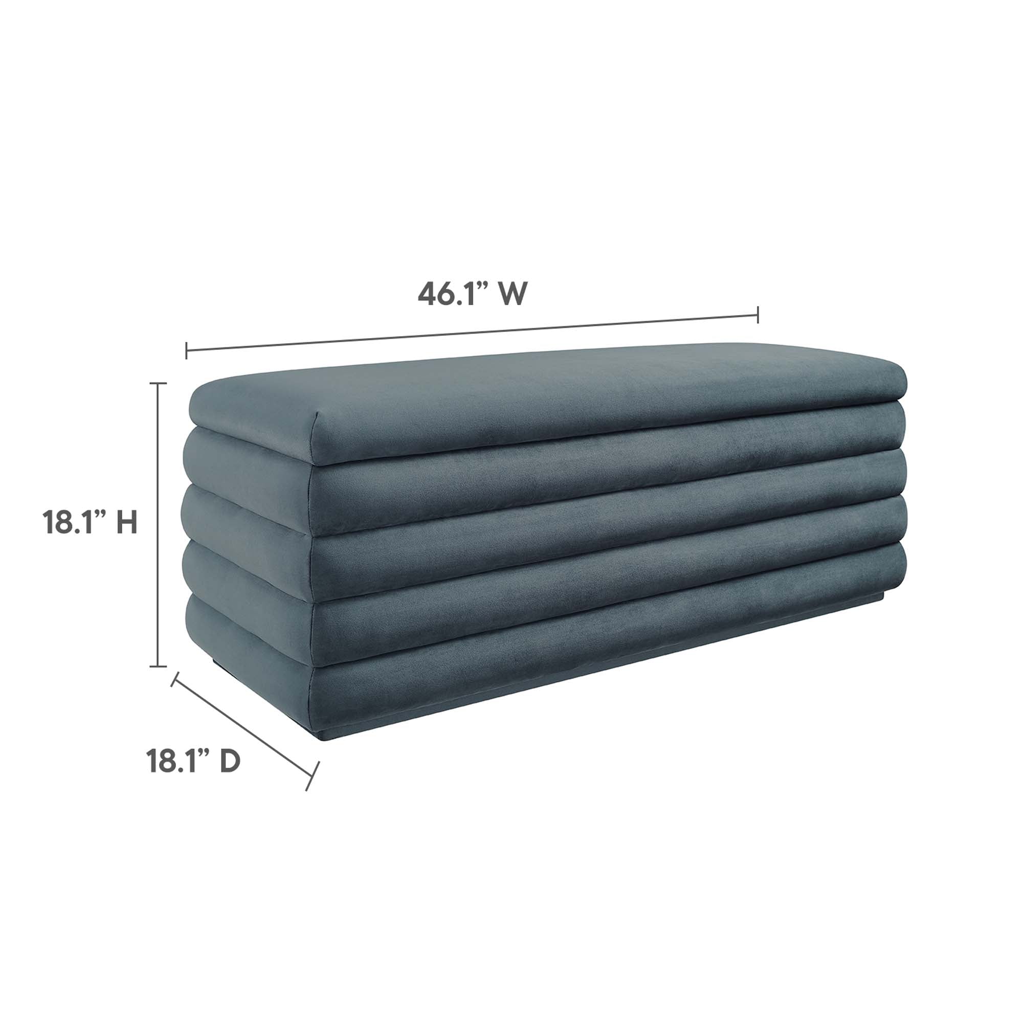 Mezzo Upholstered Performance Velvet Storage Bench, Cadet Blue