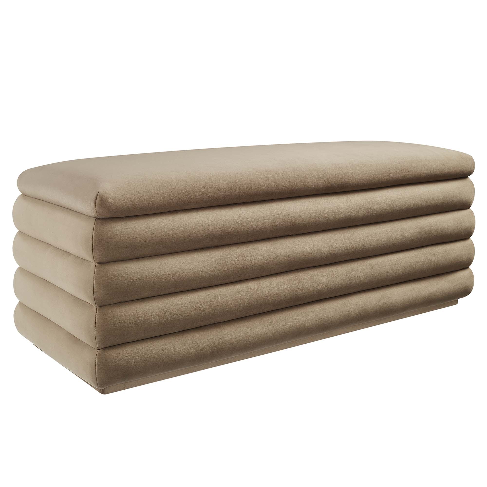 Mezzo Upholstered Performance Velvet Storage Bench, Taupe