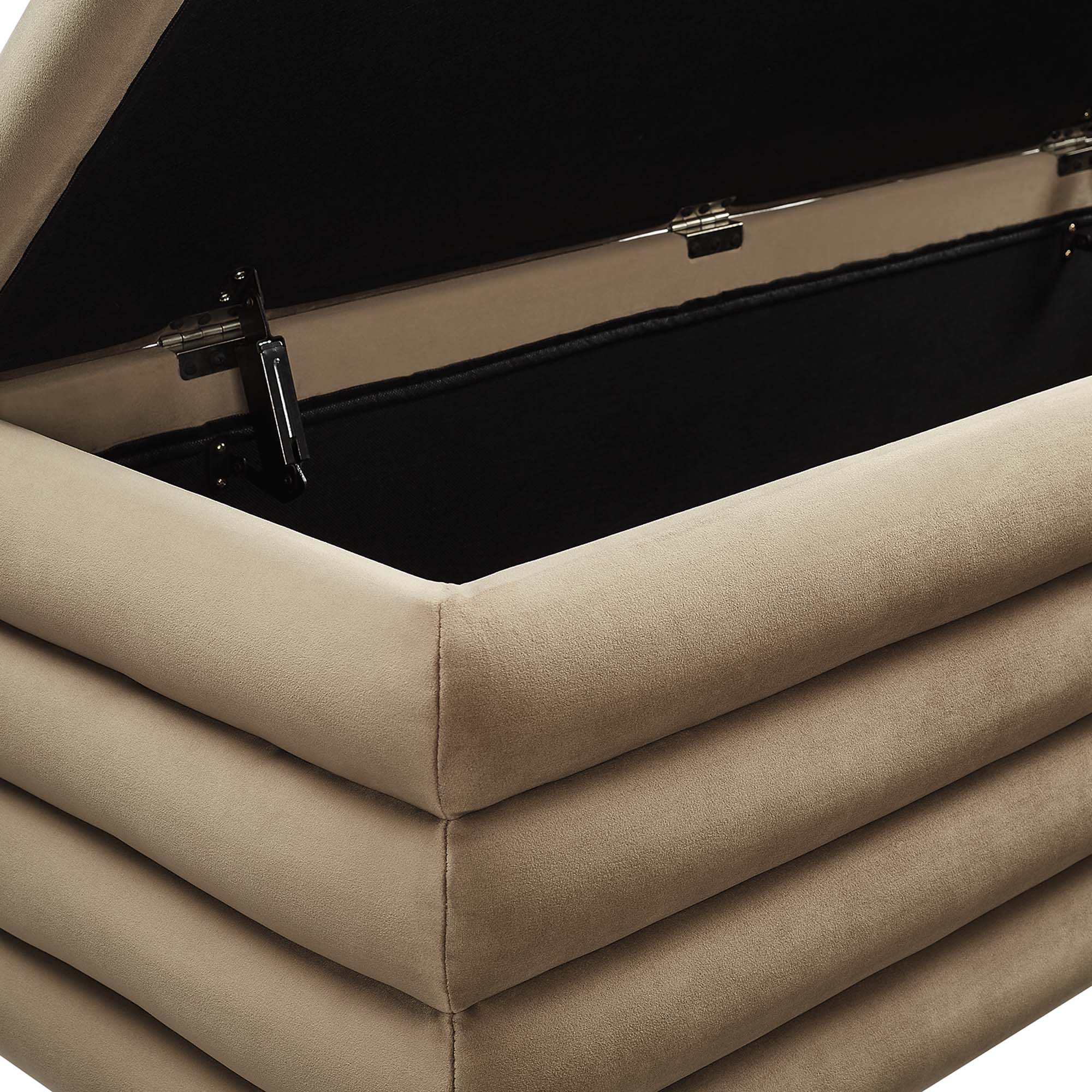 Mezzo Upholstered Performance Velvet Storage Bench, Taupe