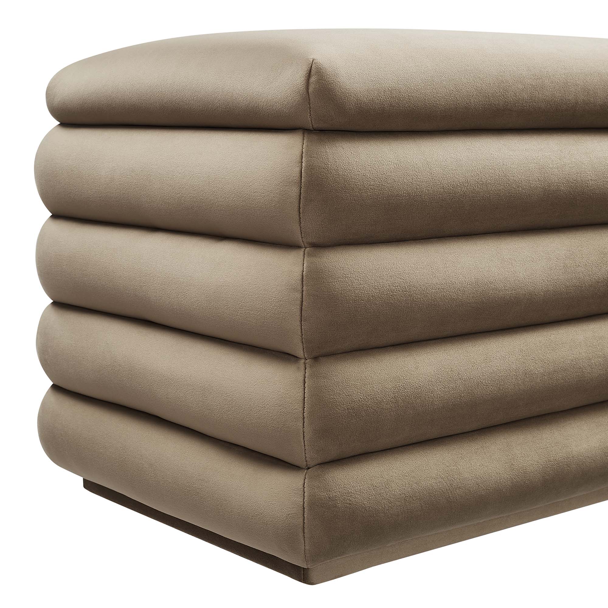 Mezzo Upholstered Performance Velvet Storage Bench, Taupe