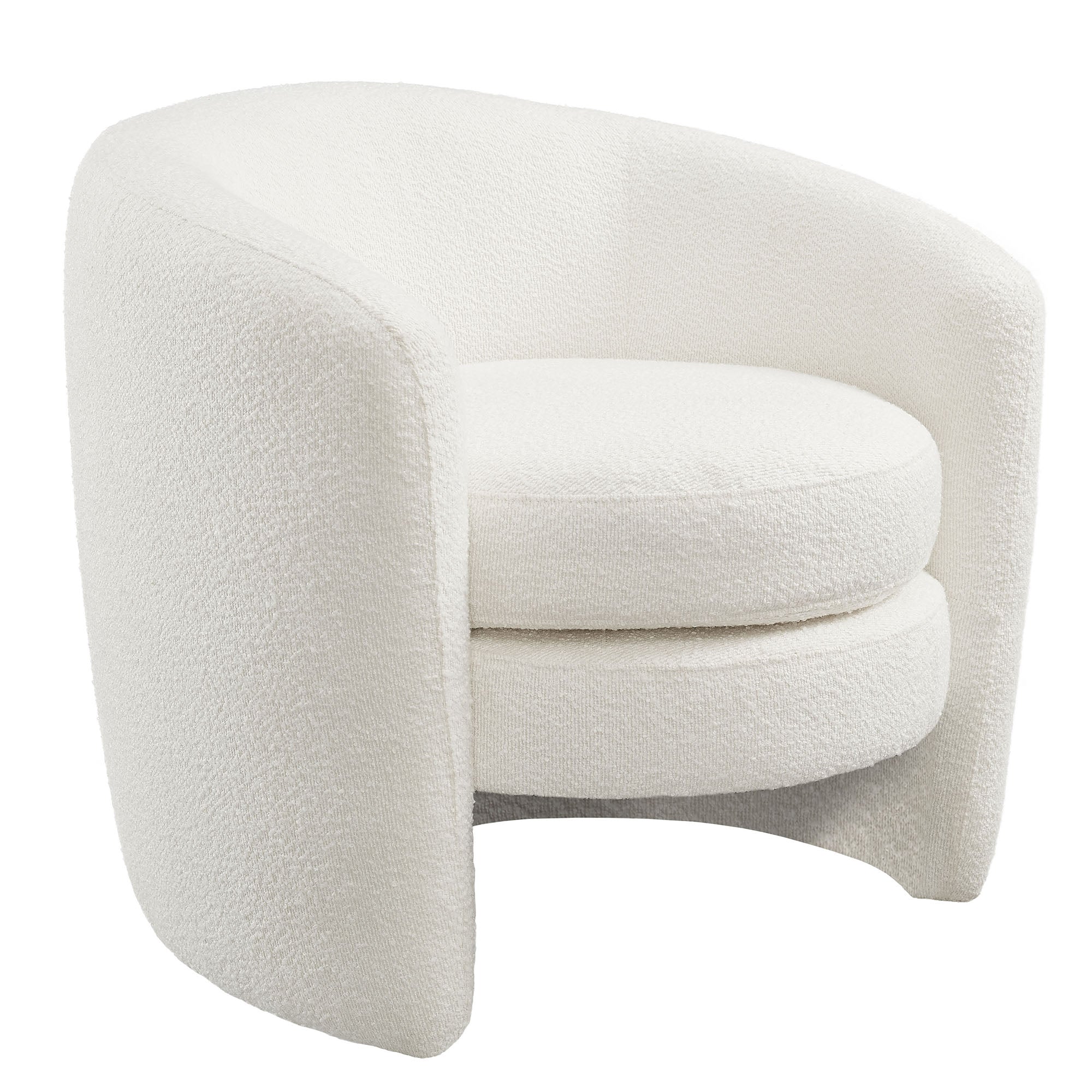 Affinity Upholstered Boucle Fabric Curved Back Armchair, Cloud
