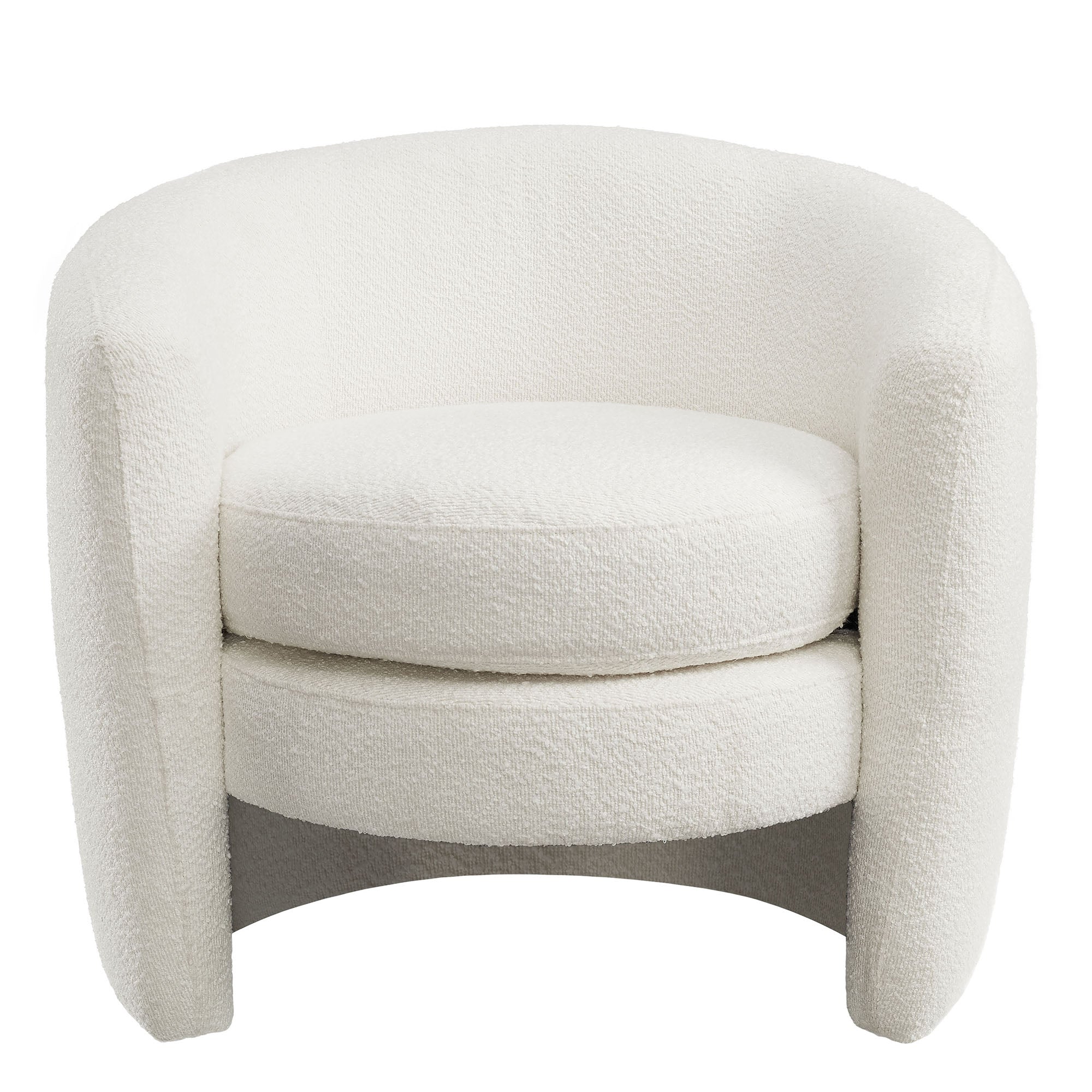 Affinity Upholstered Boucle Fabric Curved Back Armchair, Cloud