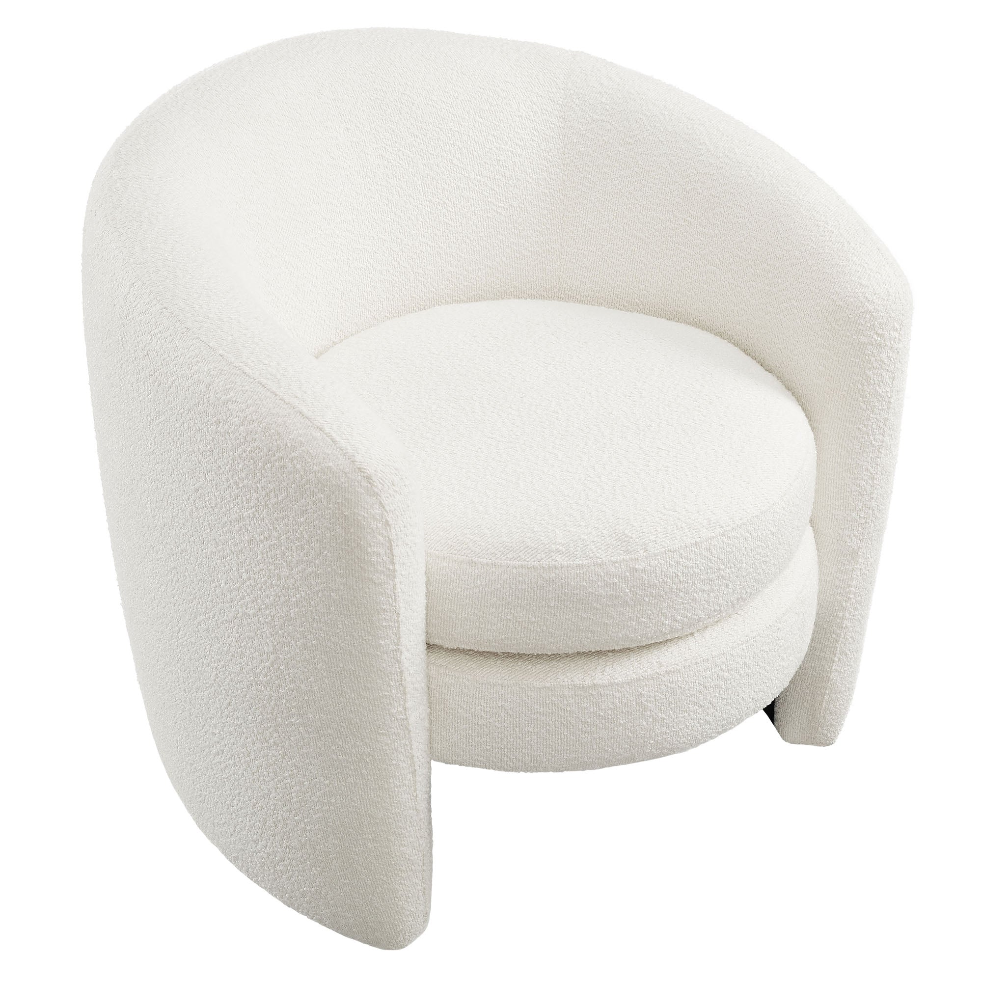 Affinity Upholstered Boucle Fabric Curved Back Armchair, Cloud