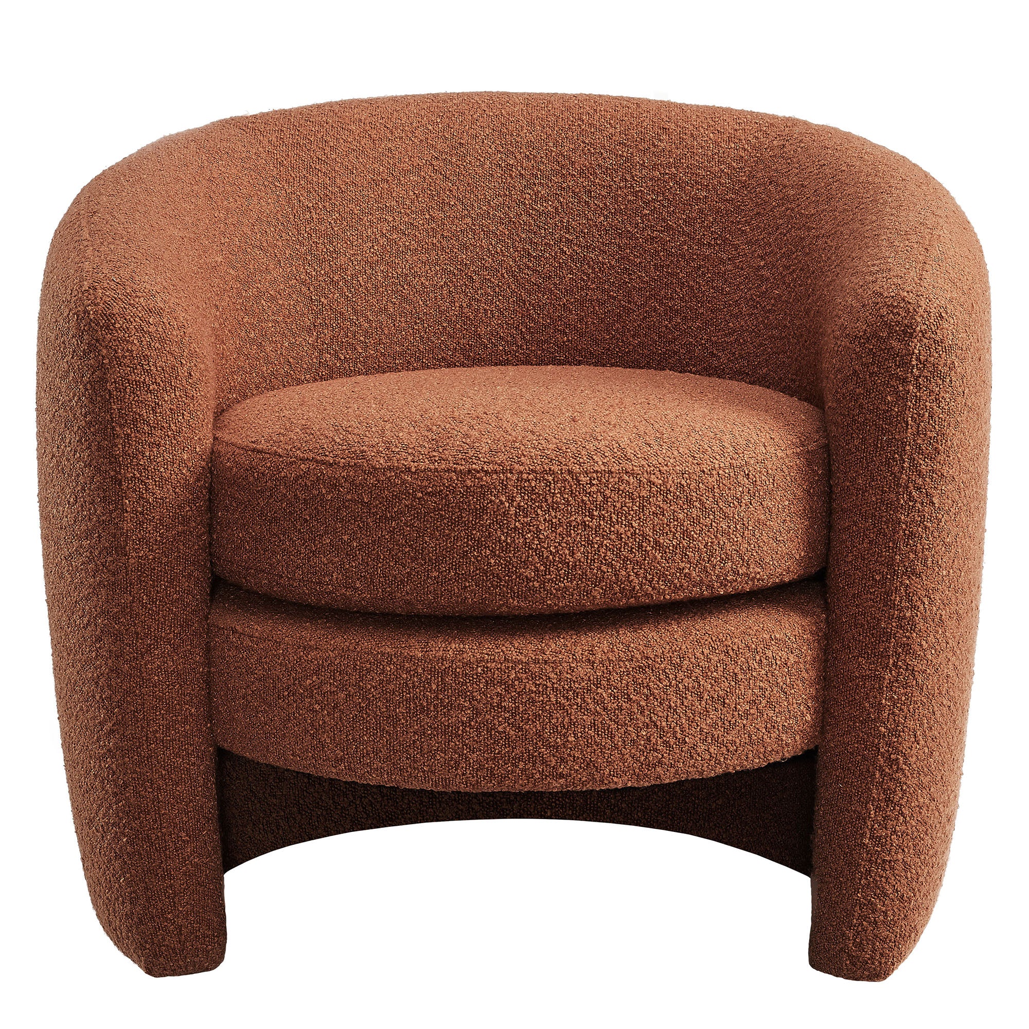 Affinity Upholstered Boucle Fabric Curved Back Armchair, Rust