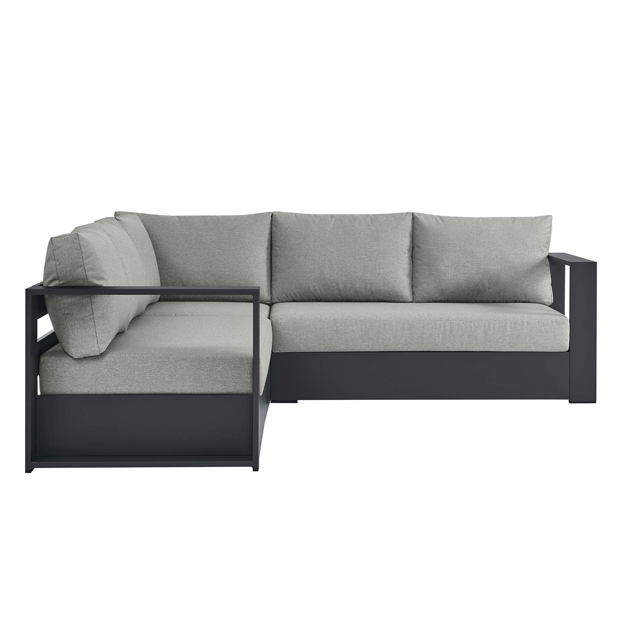 Tahoe 3-Piece Outdoor Patio Powder-Coated Aluminum Sectional Sofa Set, Gray Gray