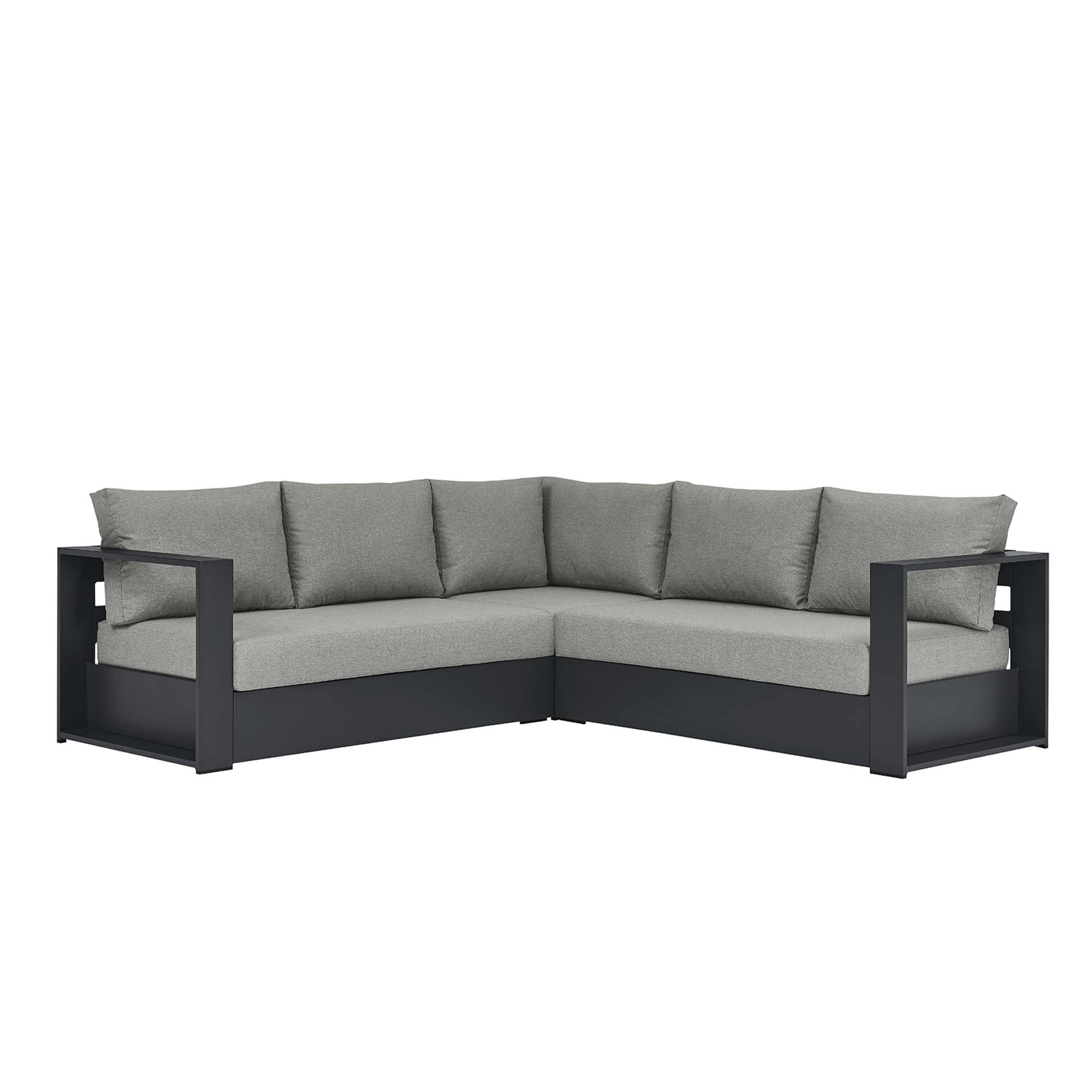 Tahoe 3-Piece Outdoor Patio Powder-Coated Aluminum Sectional Sofa Set, Gray Gray