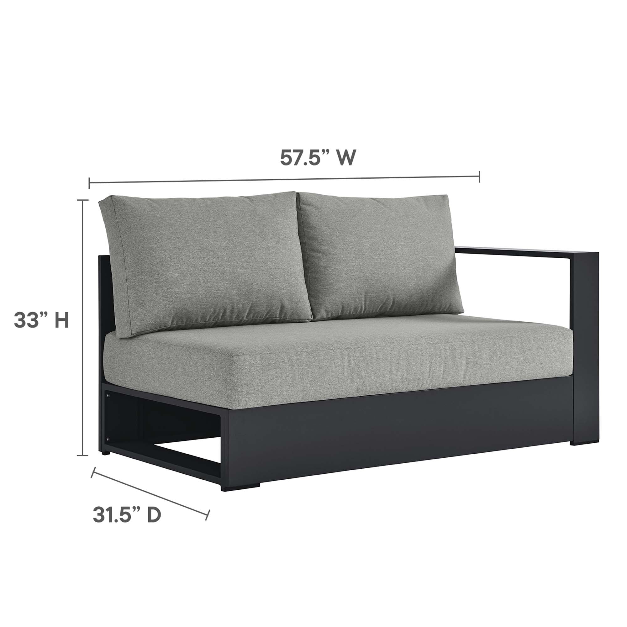 Tahoe 3-Piece Outdoor Patio Powder-Coated Aluminum Sectional Sofa Set, Gray Gray