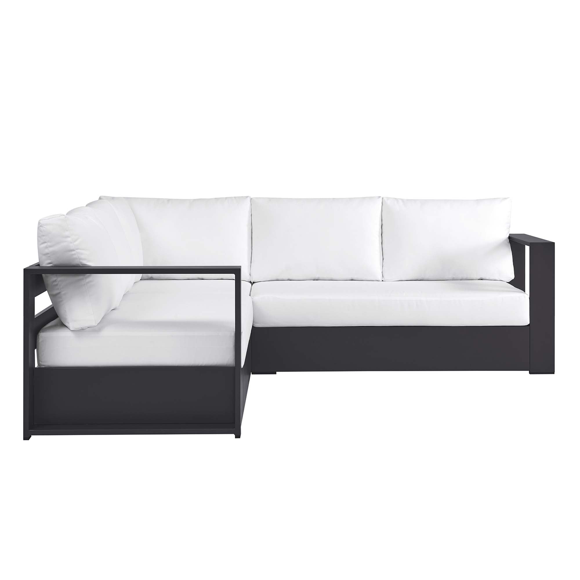 Tahoe 3-Piece Outdoor Patio Powder-Coated Aluminum Sectional Sofa Set, Gray White