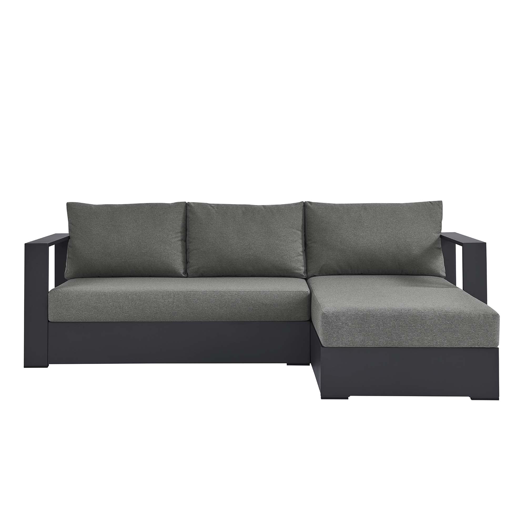 Tahoe 2-Piece Outdoor Patio Powder-Coated Aluminum Right-Facing Chaise Sectional Sofa Set, Gray Charcoal