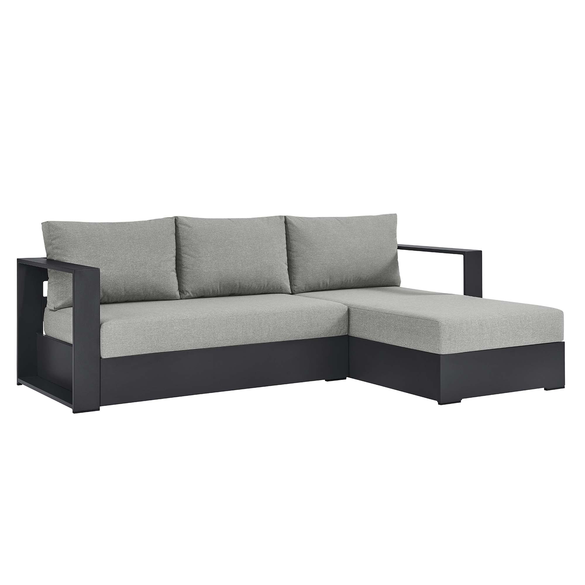 Tahoe 2-Piece Outdoor Patio Powder-Coated Aluminum Right-Facing Chaise Sectional Sofa Set, Gray Gray