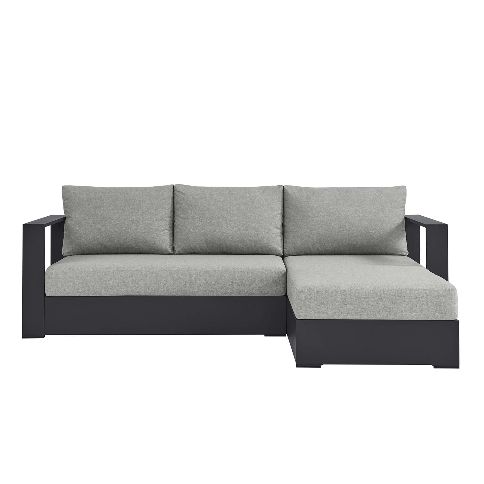 Tahoe 2-Piece Outdoor Patio Powder-Coated Aluminum Right-Facing Chaise Sectional Sofa Set, Gray Gray