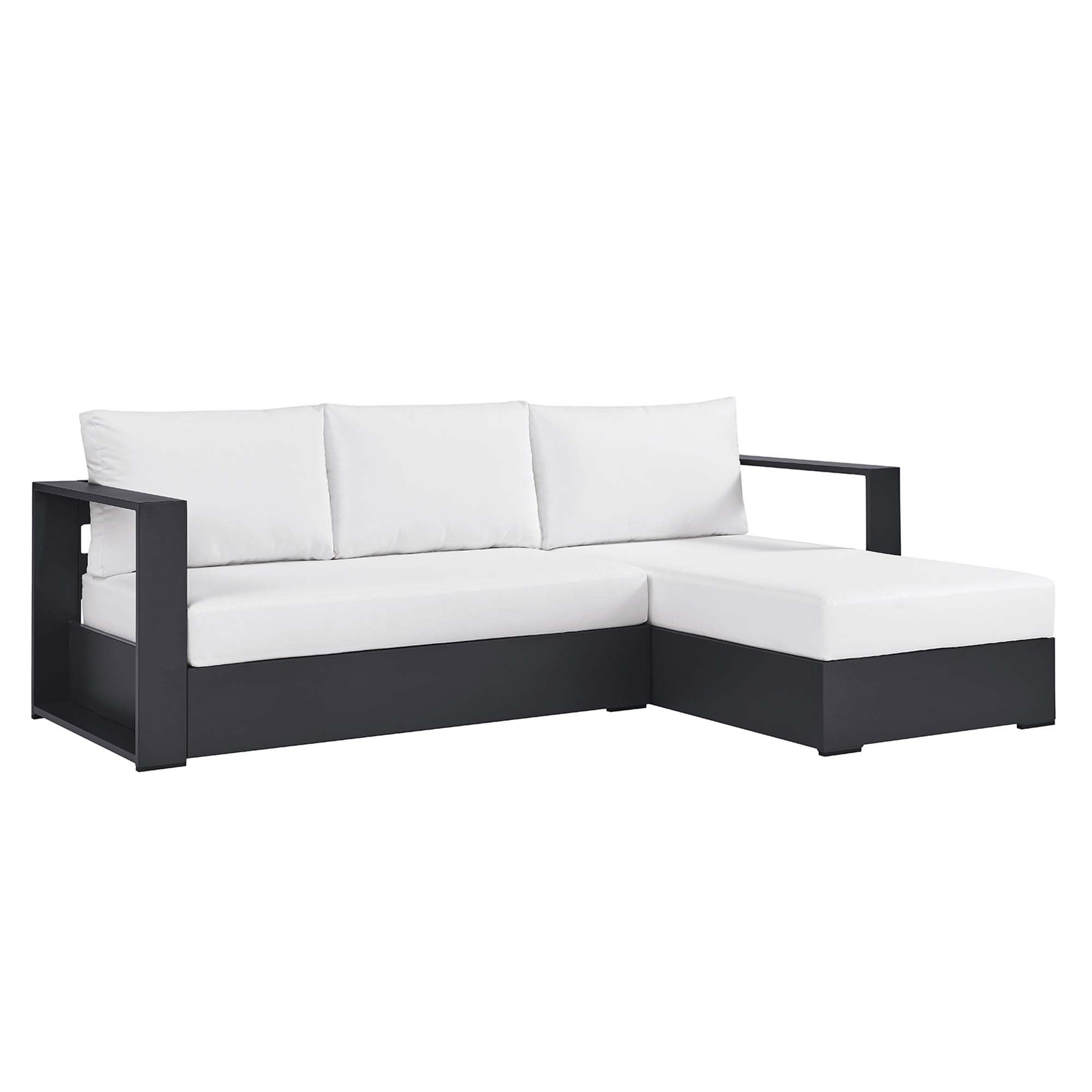 Tahoe 2-Piece Outdoor Patio Powder-Coated Aluminum Right-Facing Chaise Sectional Sofa Set, Gray White