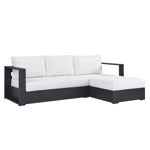 Tahoe 2-Piece Outdoor Patio Powder-Coated Aluminum Right-Facing Chaise Sectional Sofa Set, Gray White