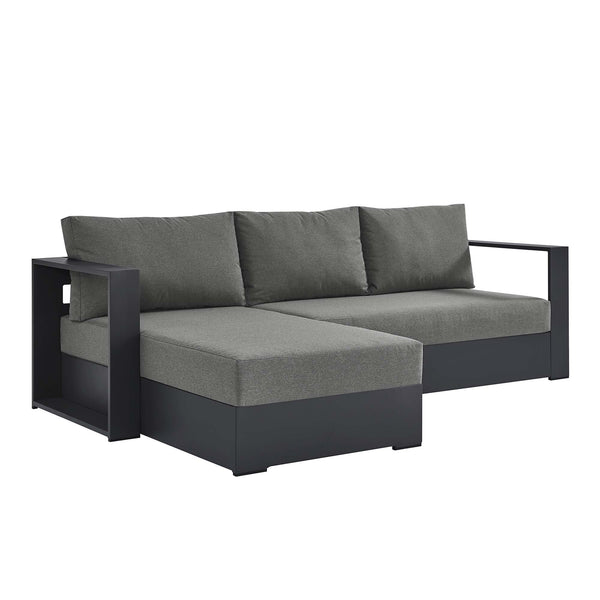 Tahoe 2-Piece Outdoor Patio Powder-Coated Aluminum Left-Facing Chaise Sectional Sofa Set, Gray Charcoal