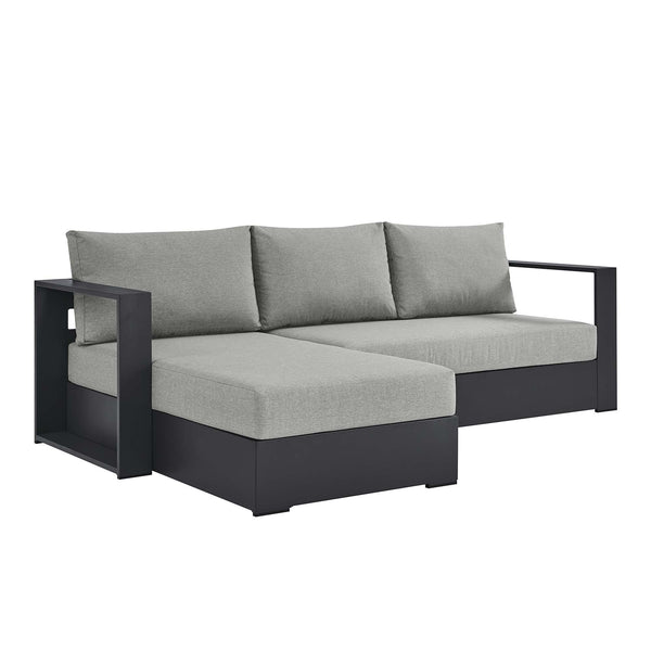 Tahoe 2-Piece Outdoor Patio Powder-Coated Aluminum Left-Facing Chaise Sectional Sofa Set, Gray Gray