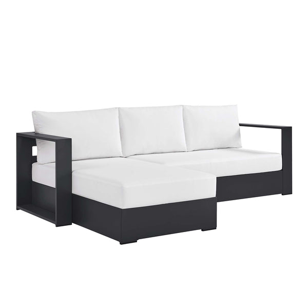 Tahoe 2-Piece Outdoor Patio Powder-Coated Aluminum Left-Facing Chaise Sectional Sofa Set, Gray White