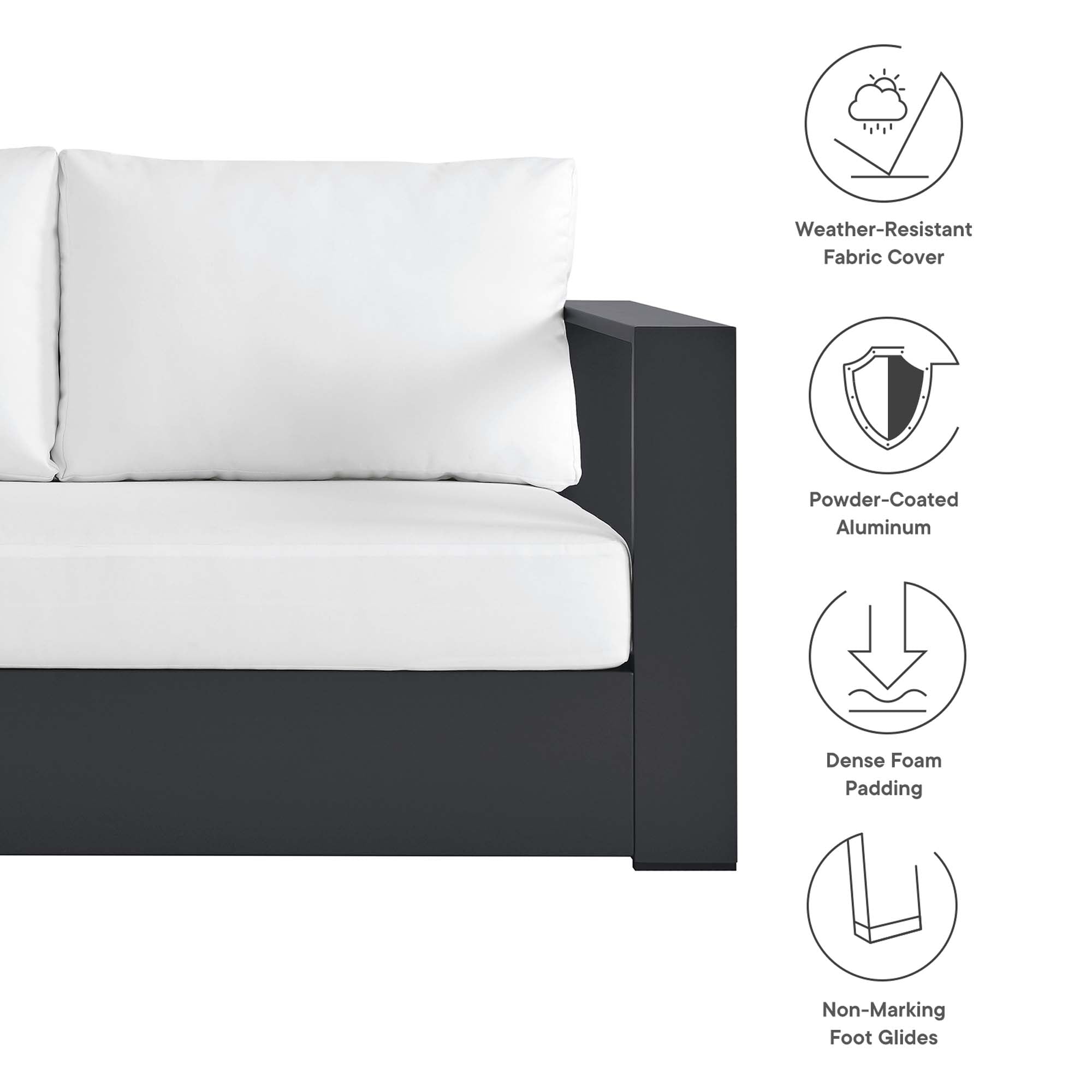 Tahoe 2-Piece Outdoor Patio Powder-Coated Aluminum Left-Facing Chaise Sectional Sofa Set, Gray White
