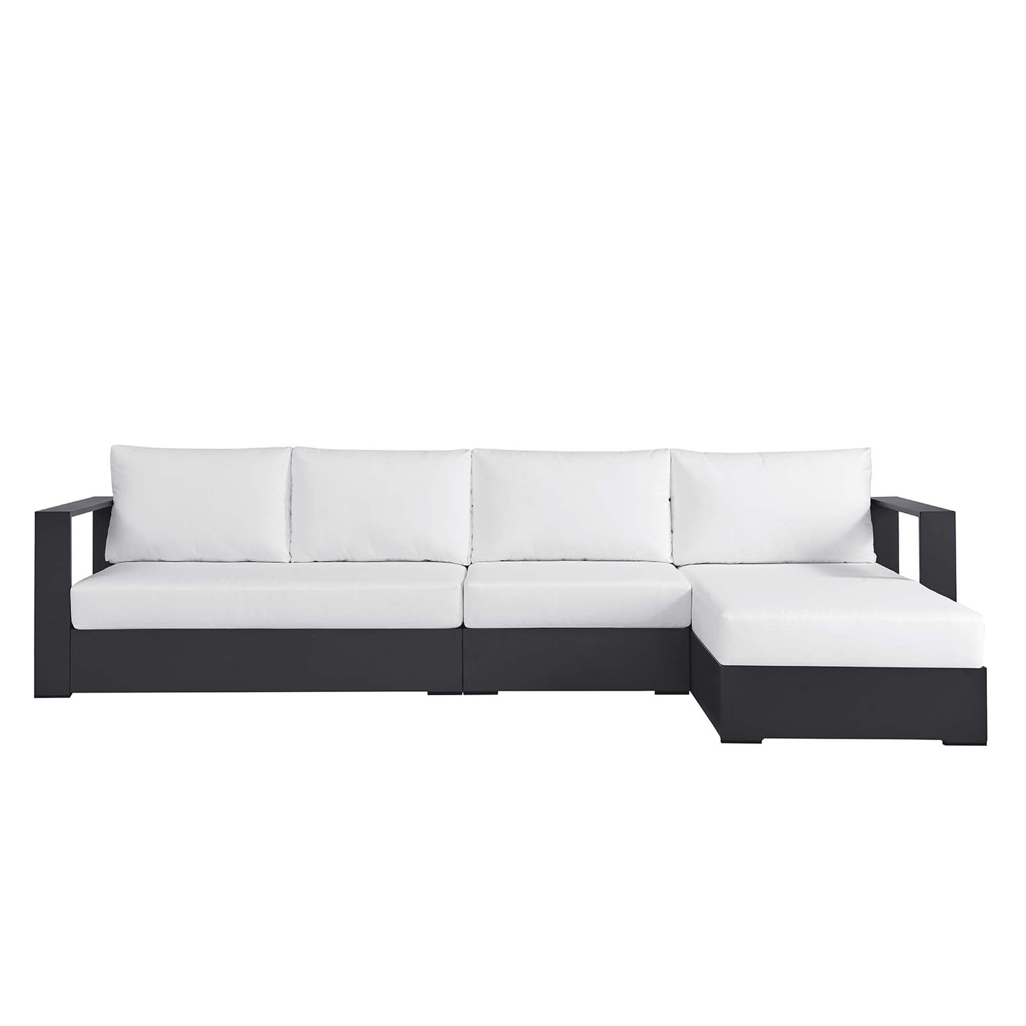 Tahoe 3-Piece Outdoor Patio Powder-Coated Aluminum Right-Facing Chaise Sectional Sofa Set, Gray White