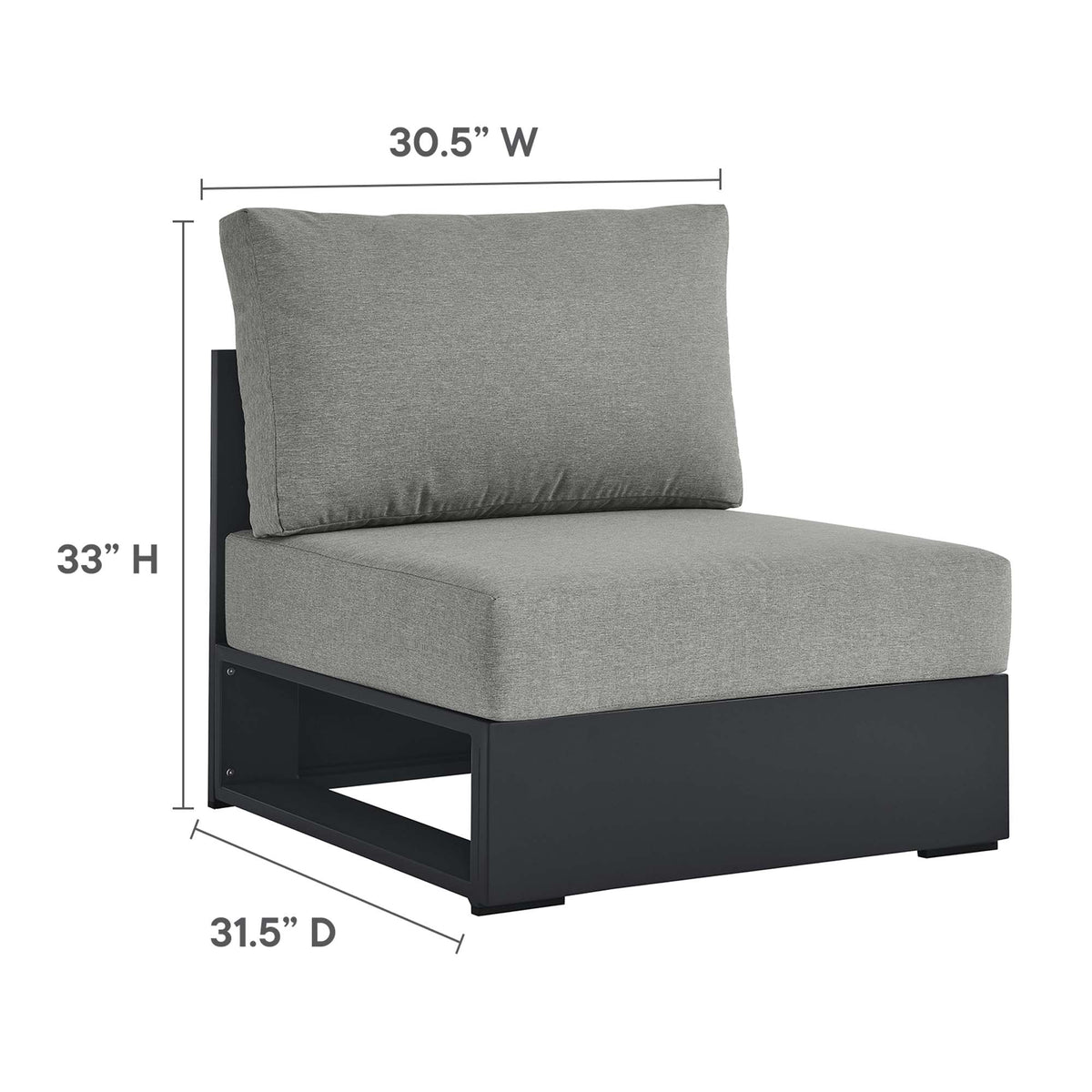 Tahoe 3-Piece Outdoor Patio Powder-Coated Aluminum Left-Facing Chaise Sectional Sofa Set, Gray Gray