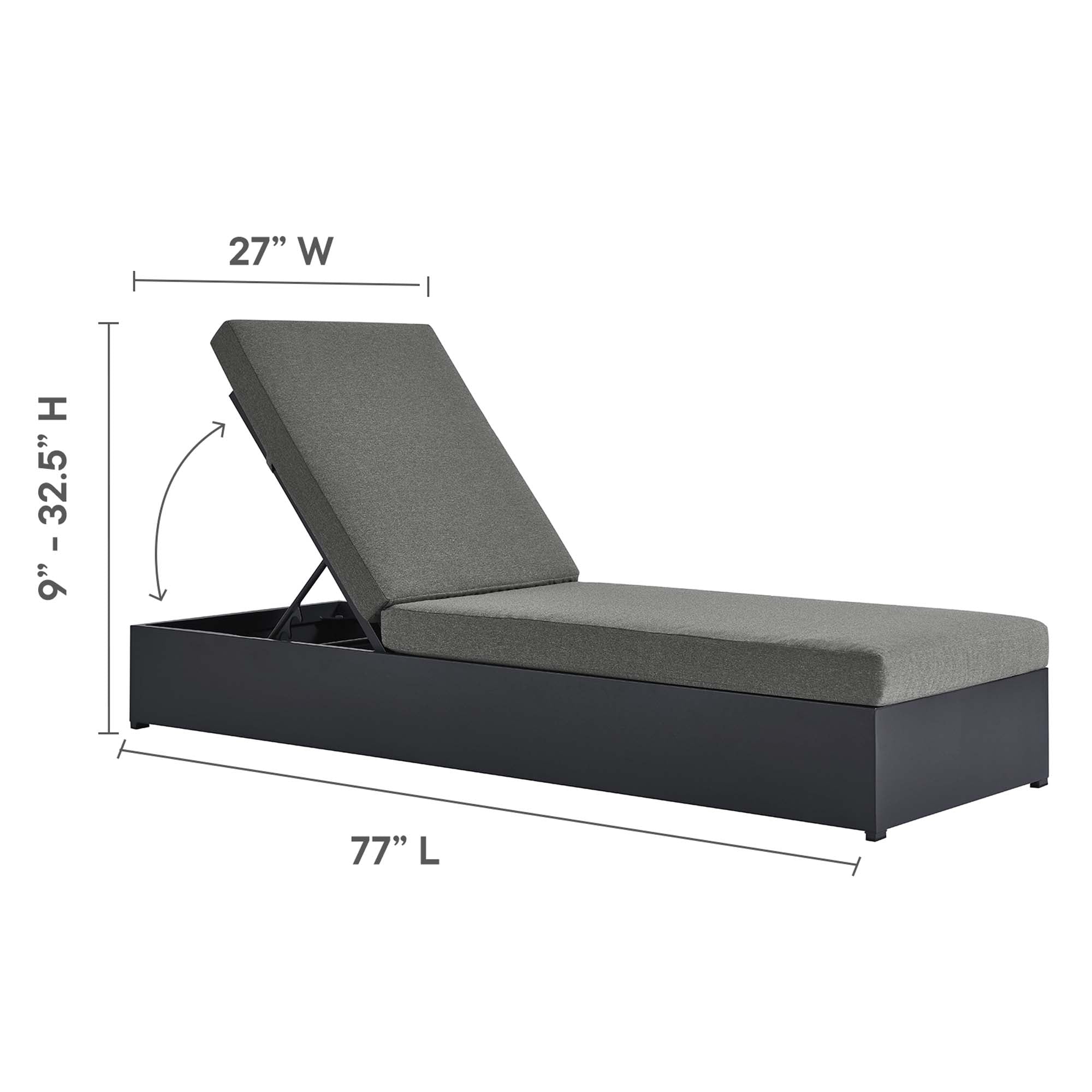 Tahoe 3-Piece Outdoor Patio Powder-Coated Aluminum Chaise Lounge Set, Gray Charcoal