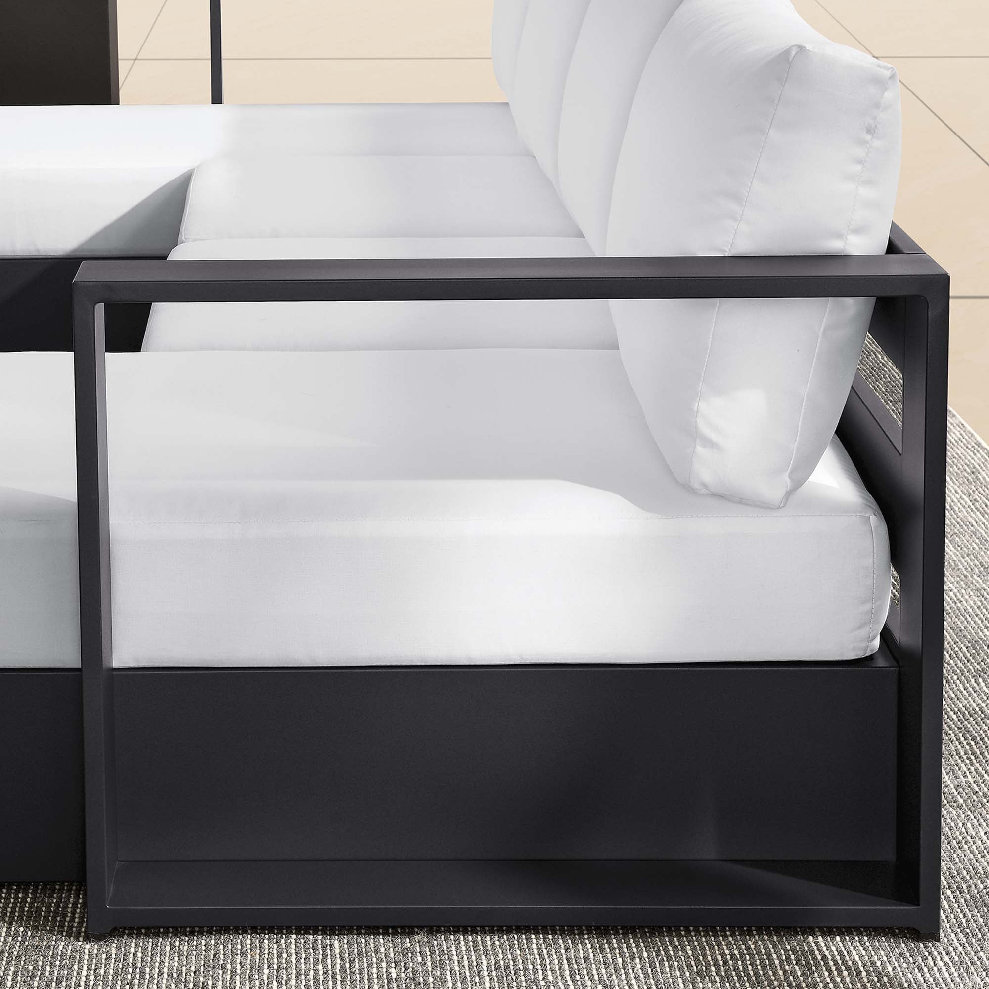 Tahoe 4-Piece Outdoor Patio Powder-Coated Aluminum Sectional Sofa Set, Gray White