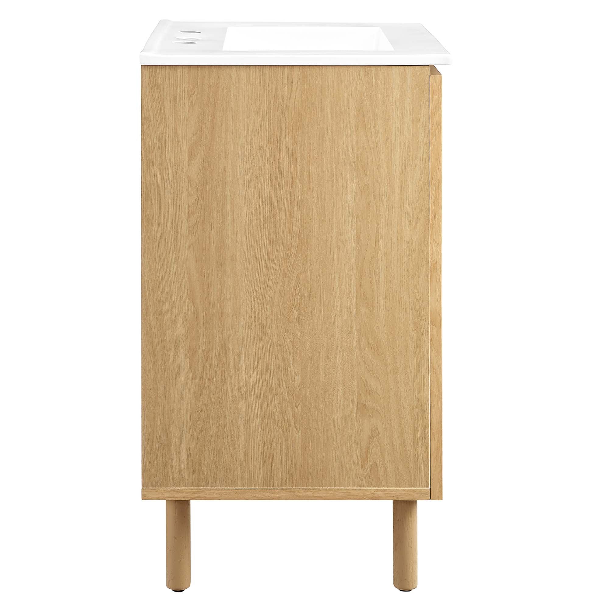 Calla 24" Perforated Metal Bathroom Vanity, White Oak