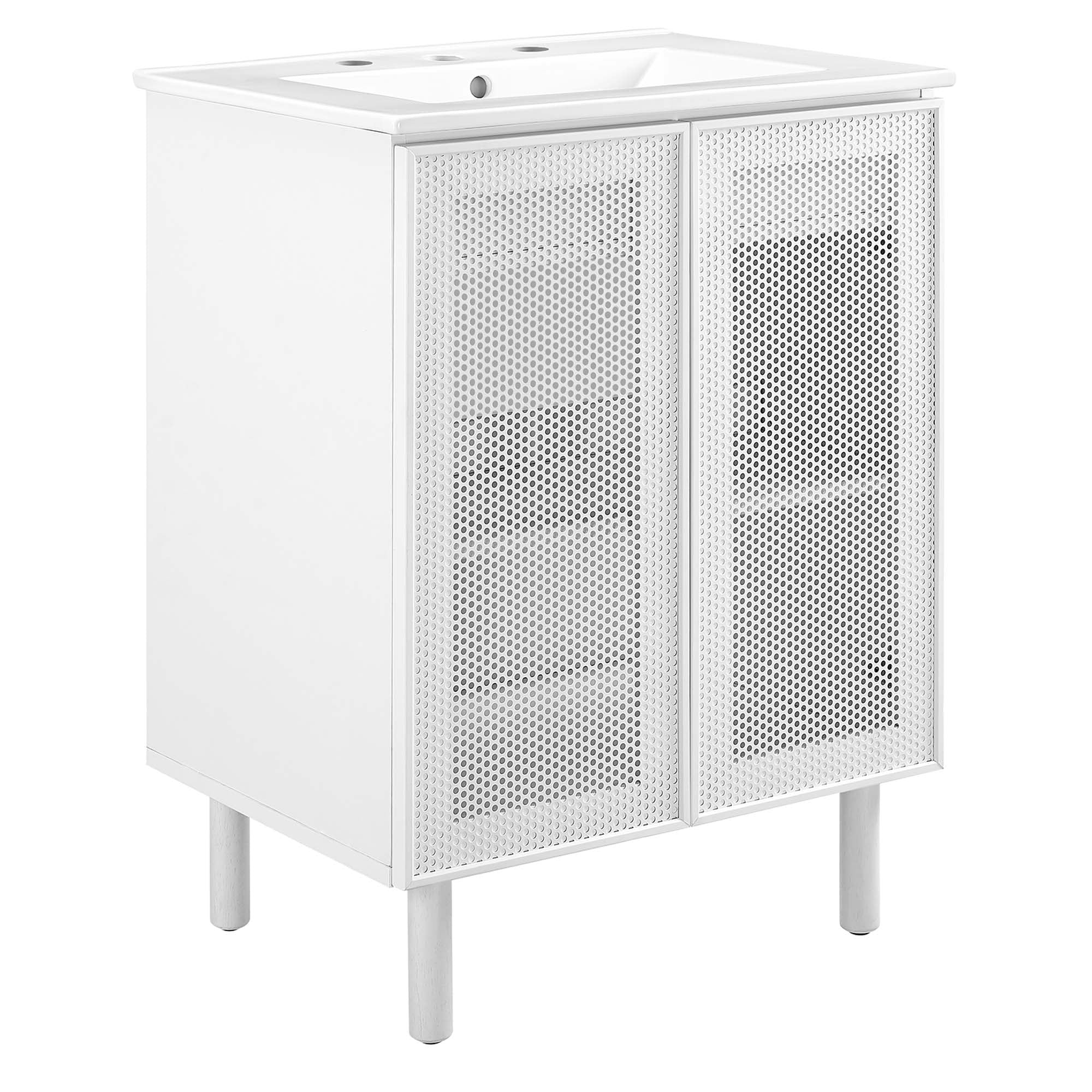 Calla 24" Perforated Metal Bathroom Vanity, White White