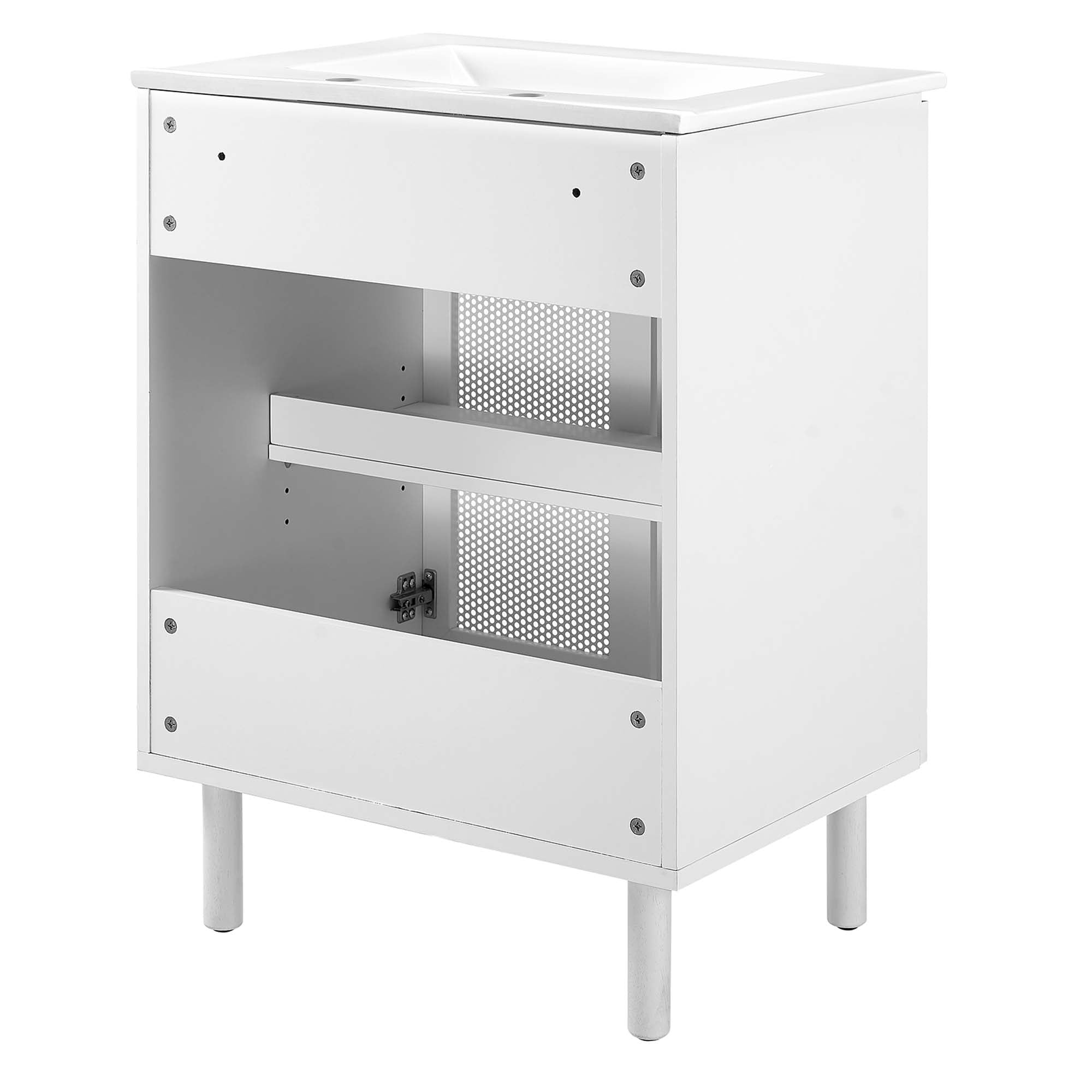 Calla 24" Perforated Metal Bathroom Vanity, White White