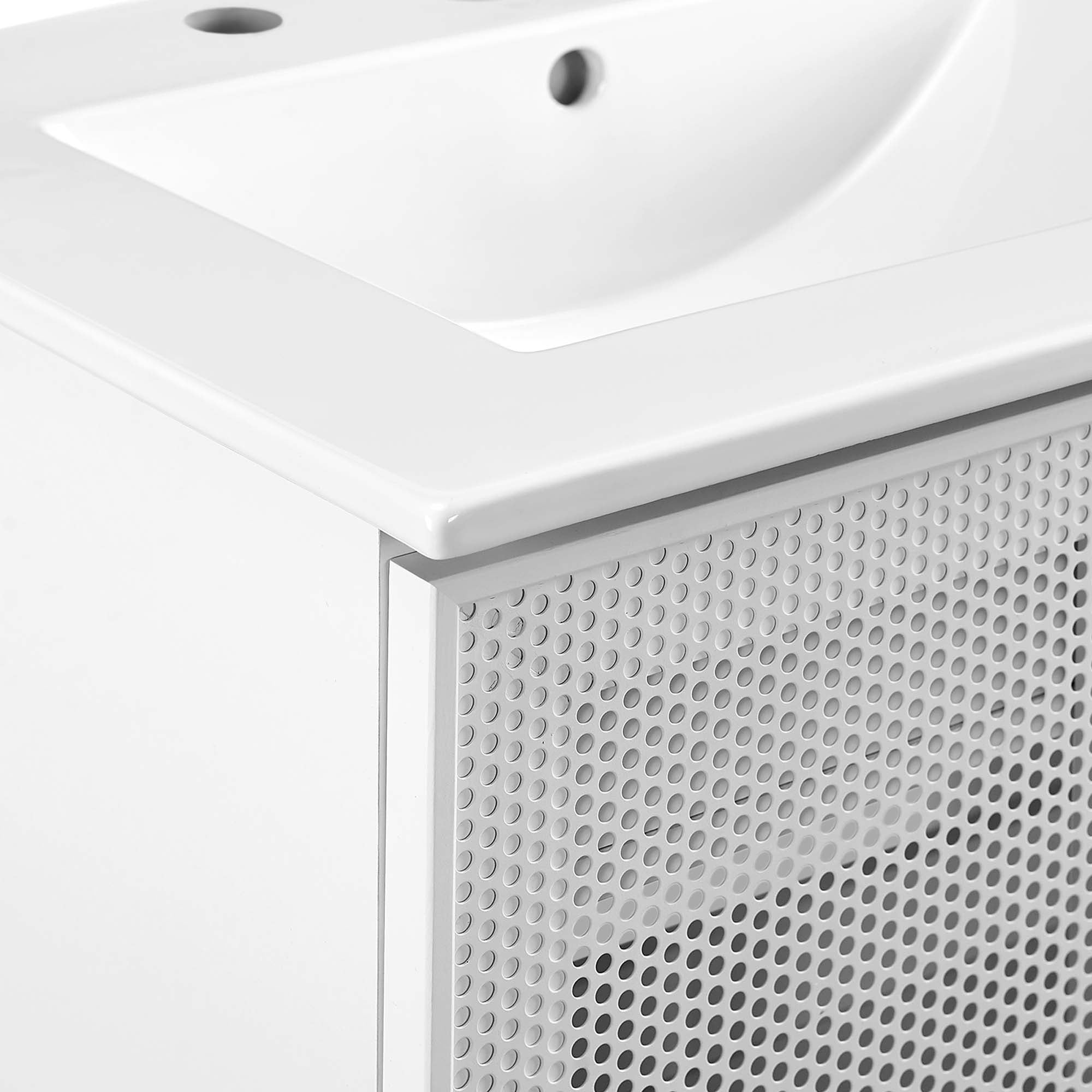 Calla 24" Perforated Metal Bathroom Vanity, White White