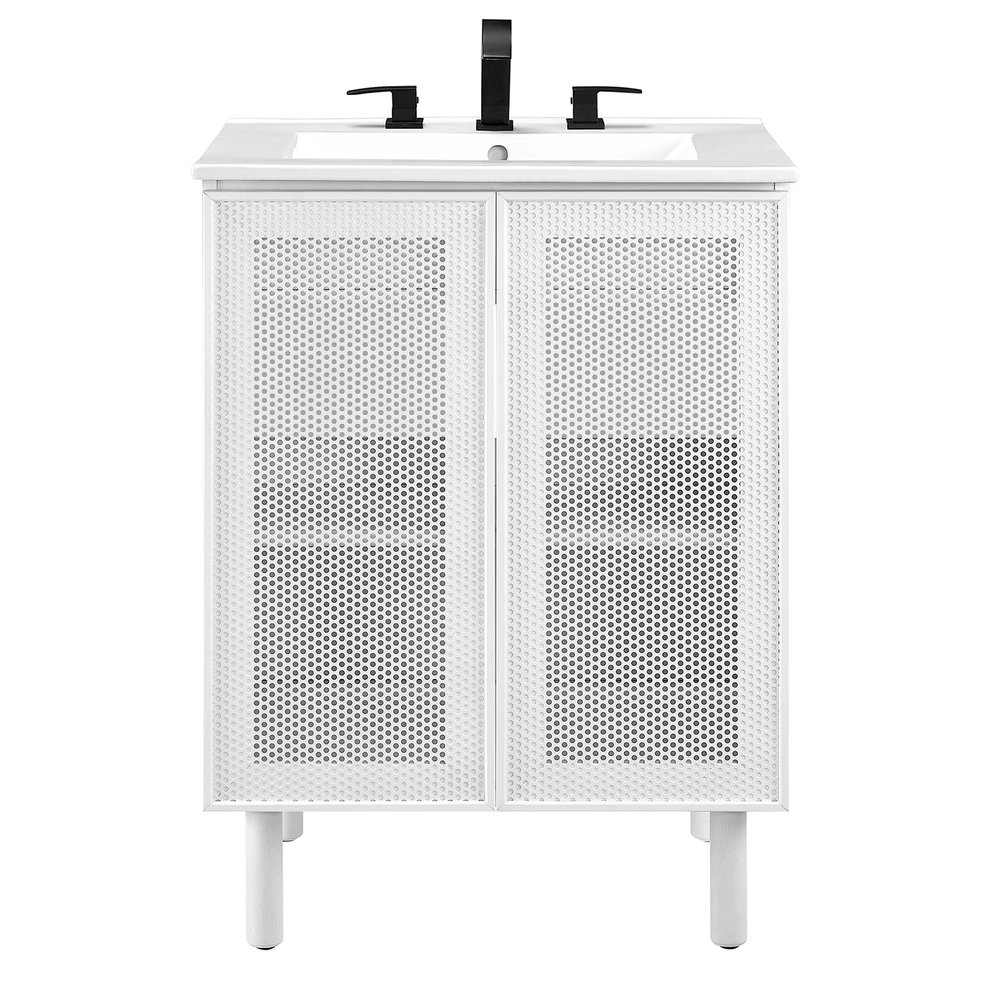 Calla 24" Perforated Metal Bathroom Vanity, White White