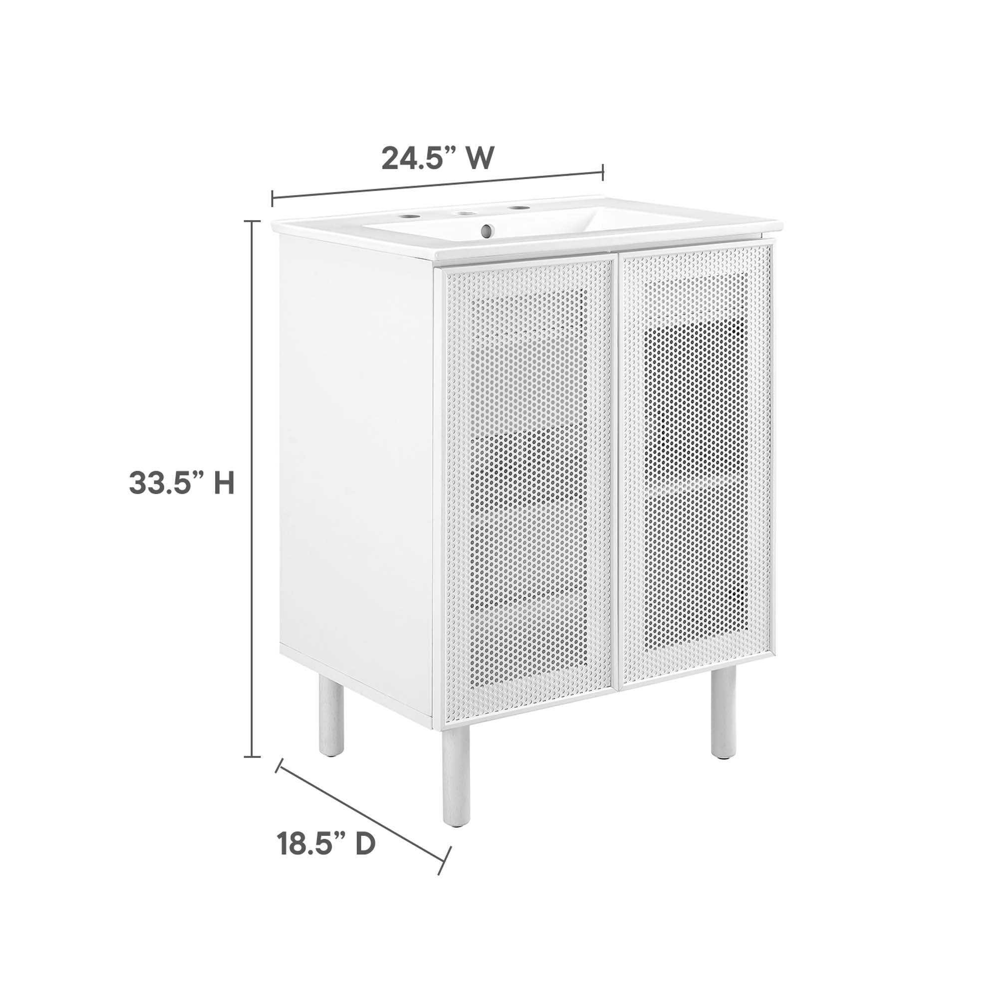 Calla 24" Perforated Metal Bathroom Vanity, White White