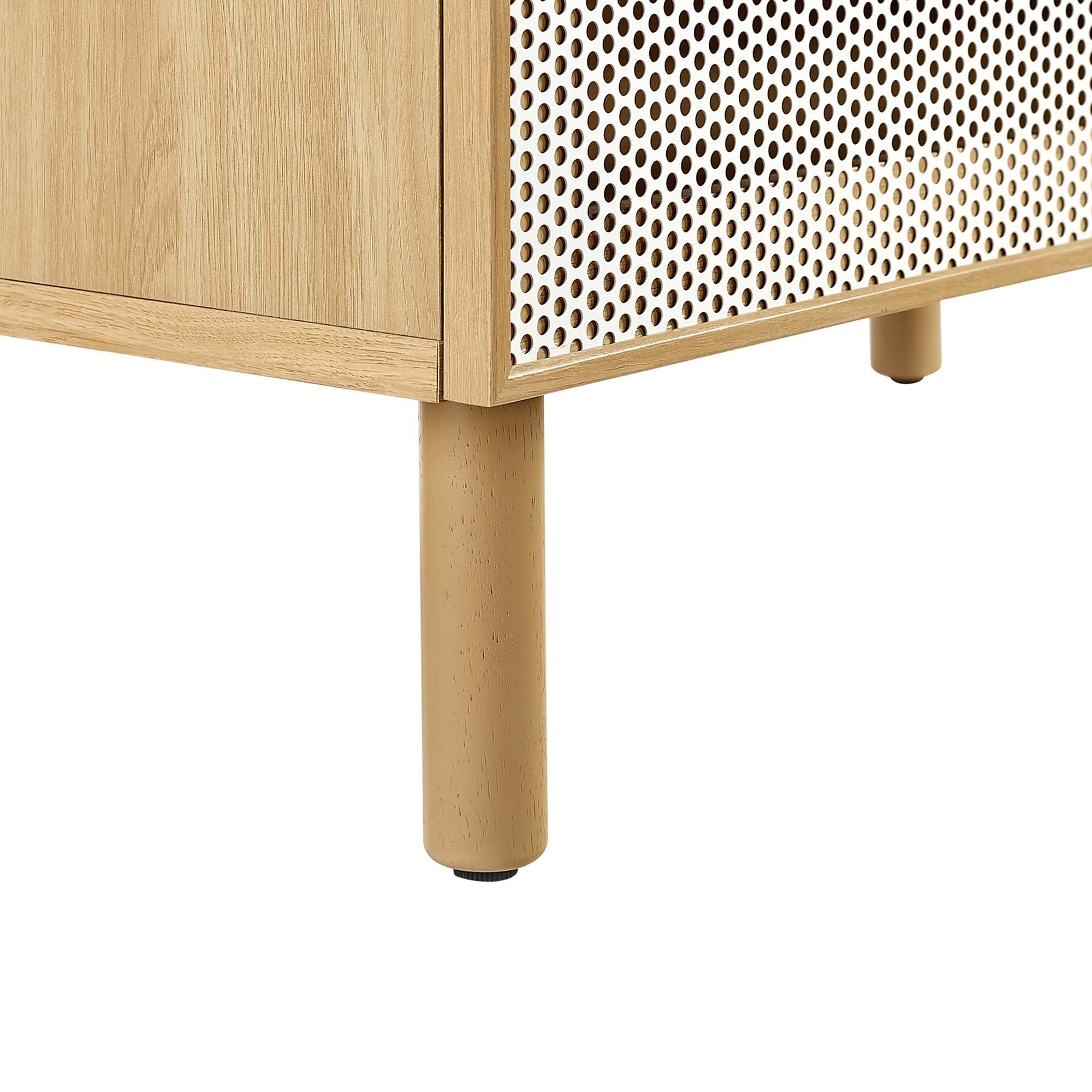Calla 36" Perforated Metal Bathroom Vanity, White Oak