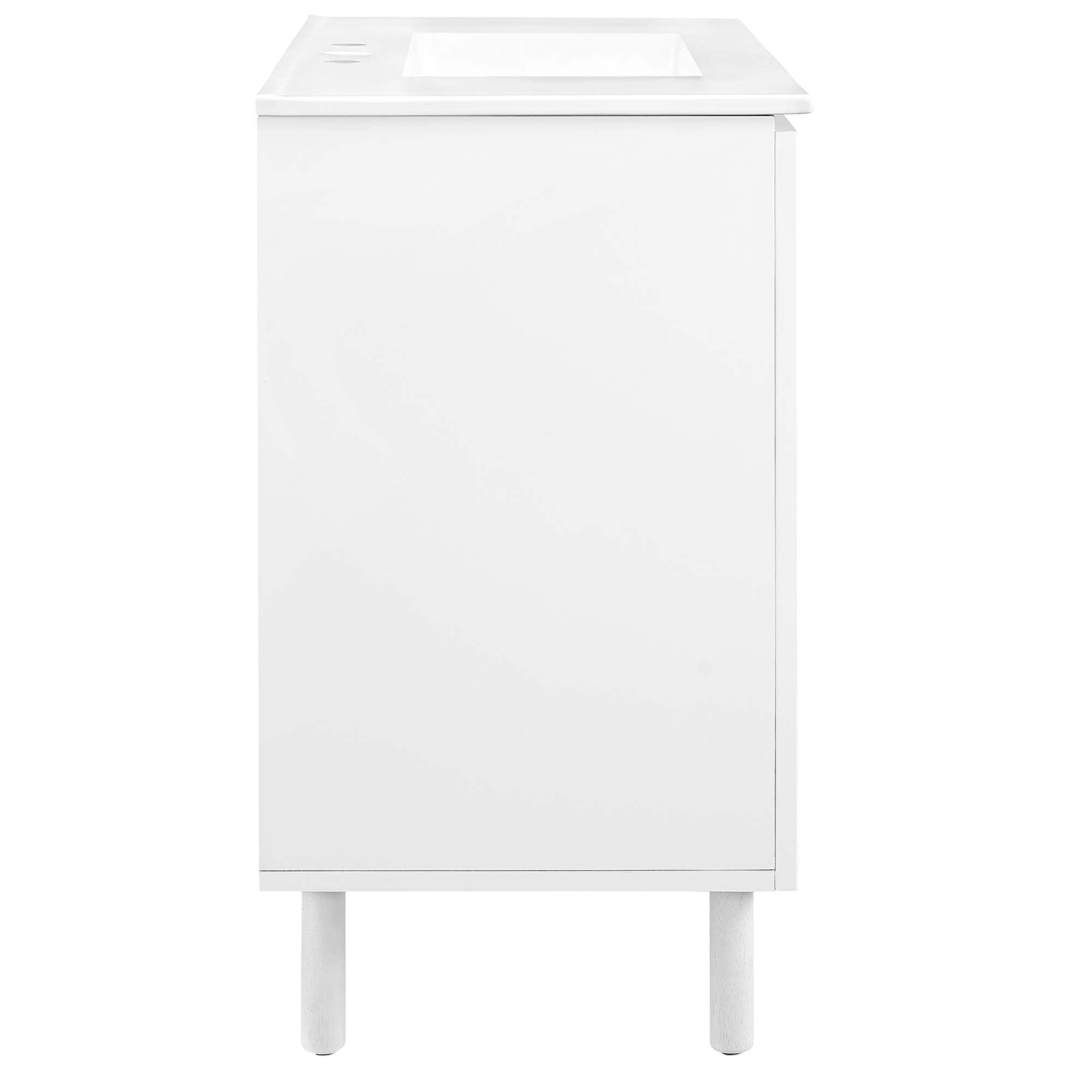 Calla 36" Perforated Metal Bathroom Vanity, White White